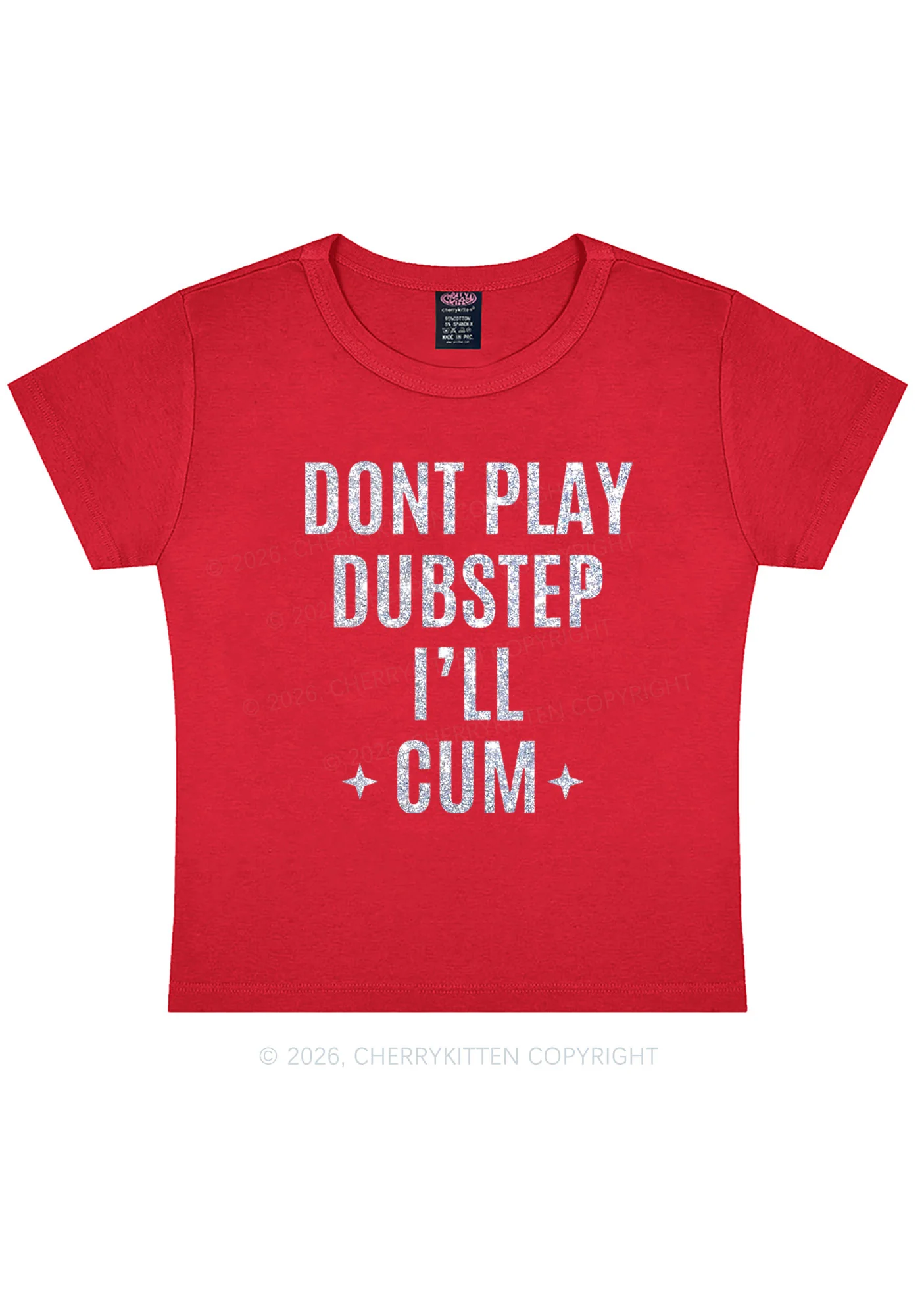 Glitter Dont Play Dubstep Y2K Baby Tee Cherrykitten - Image 4