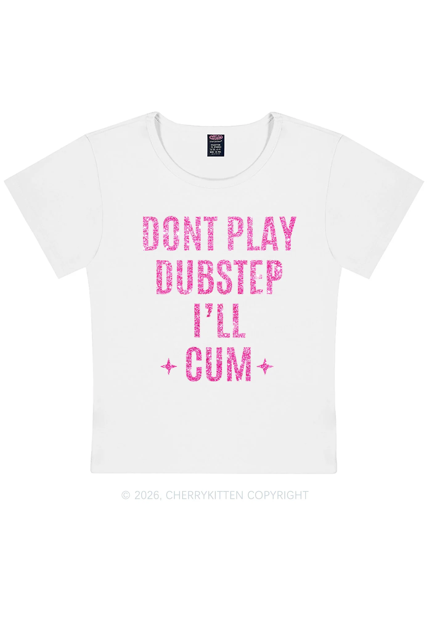 Glitter Dont Play Dubstep Y2K Baby Tee Cherrykitten - Image 5