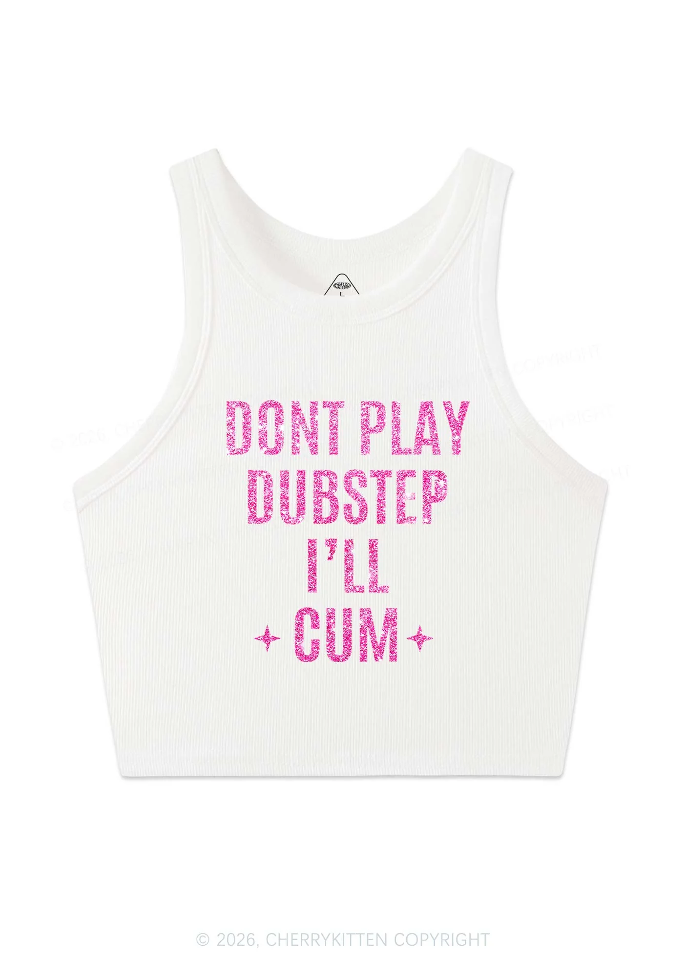 Glitter Dont Play Dubstep Y2K Crop Tank Top Cherrykitten - Image 4