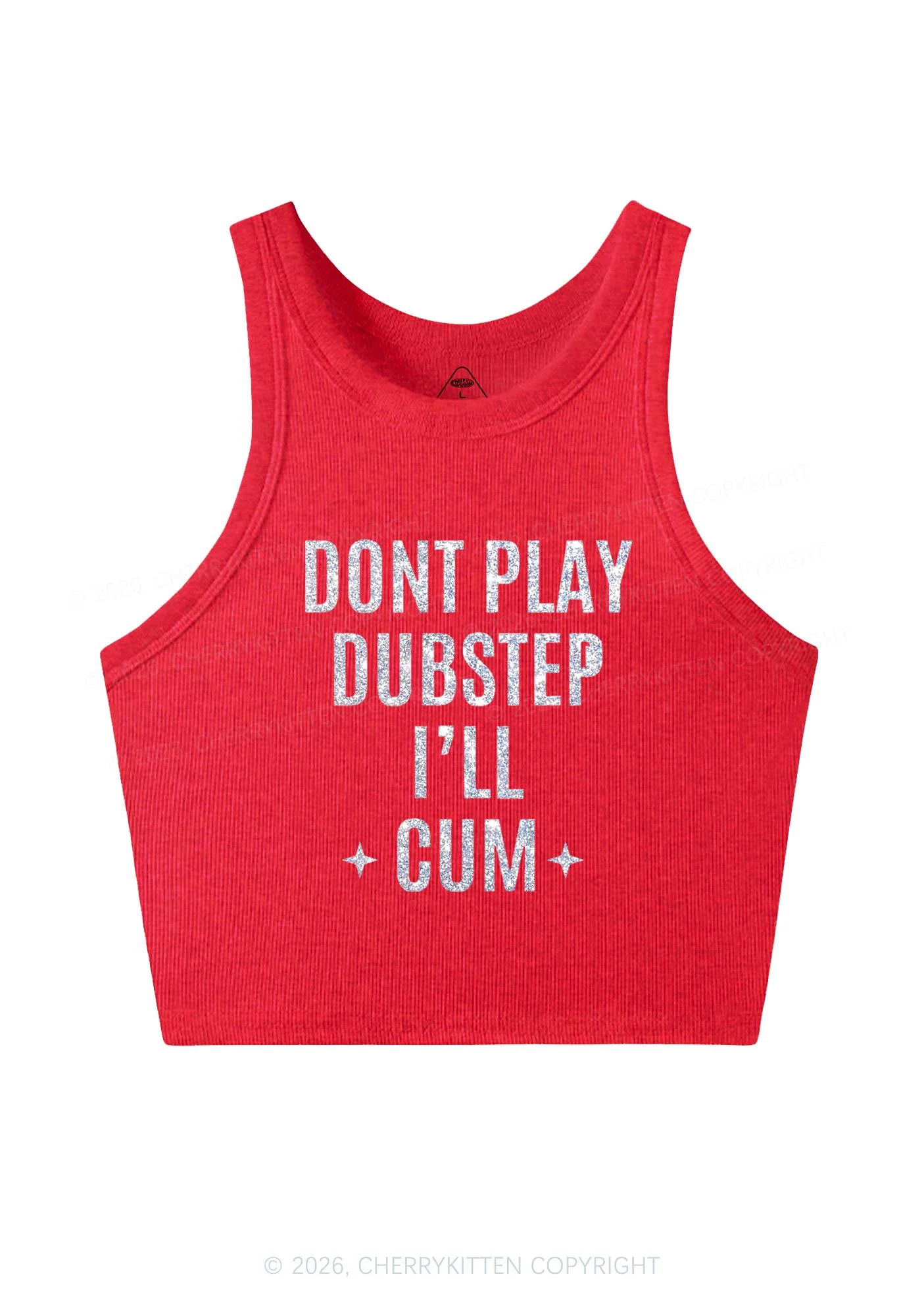 Glitter Dont Play Dubstep Y2K Crop Tank Top Cherrykitten - Image 5