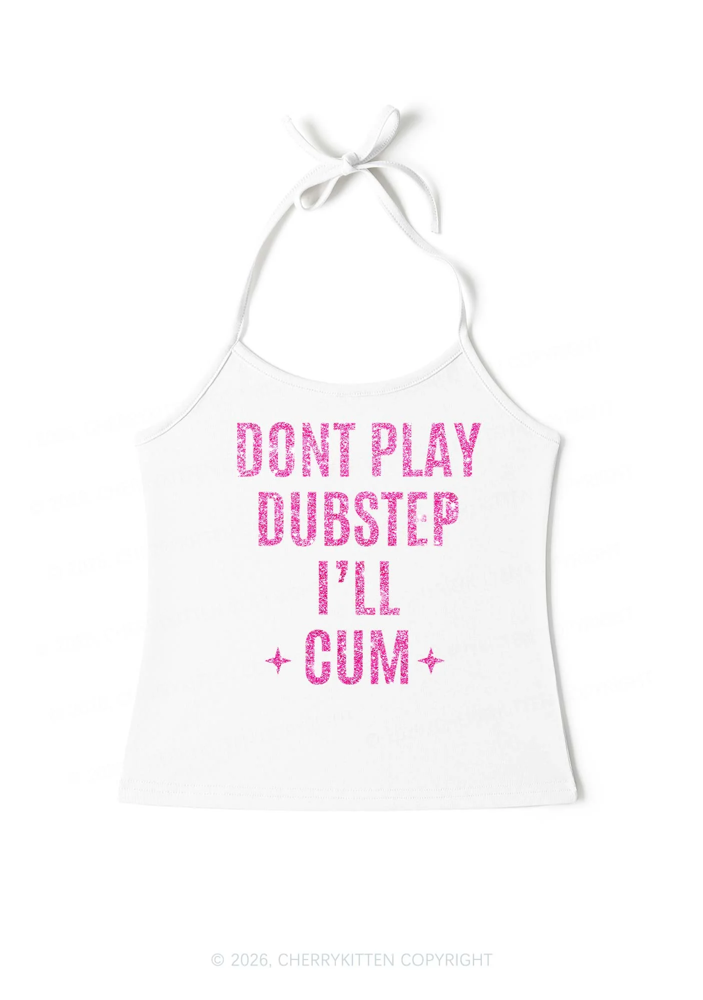 Glitter Dont Play Dubstep Y2K Halter Neck Cami Cherrykitten - Image 4