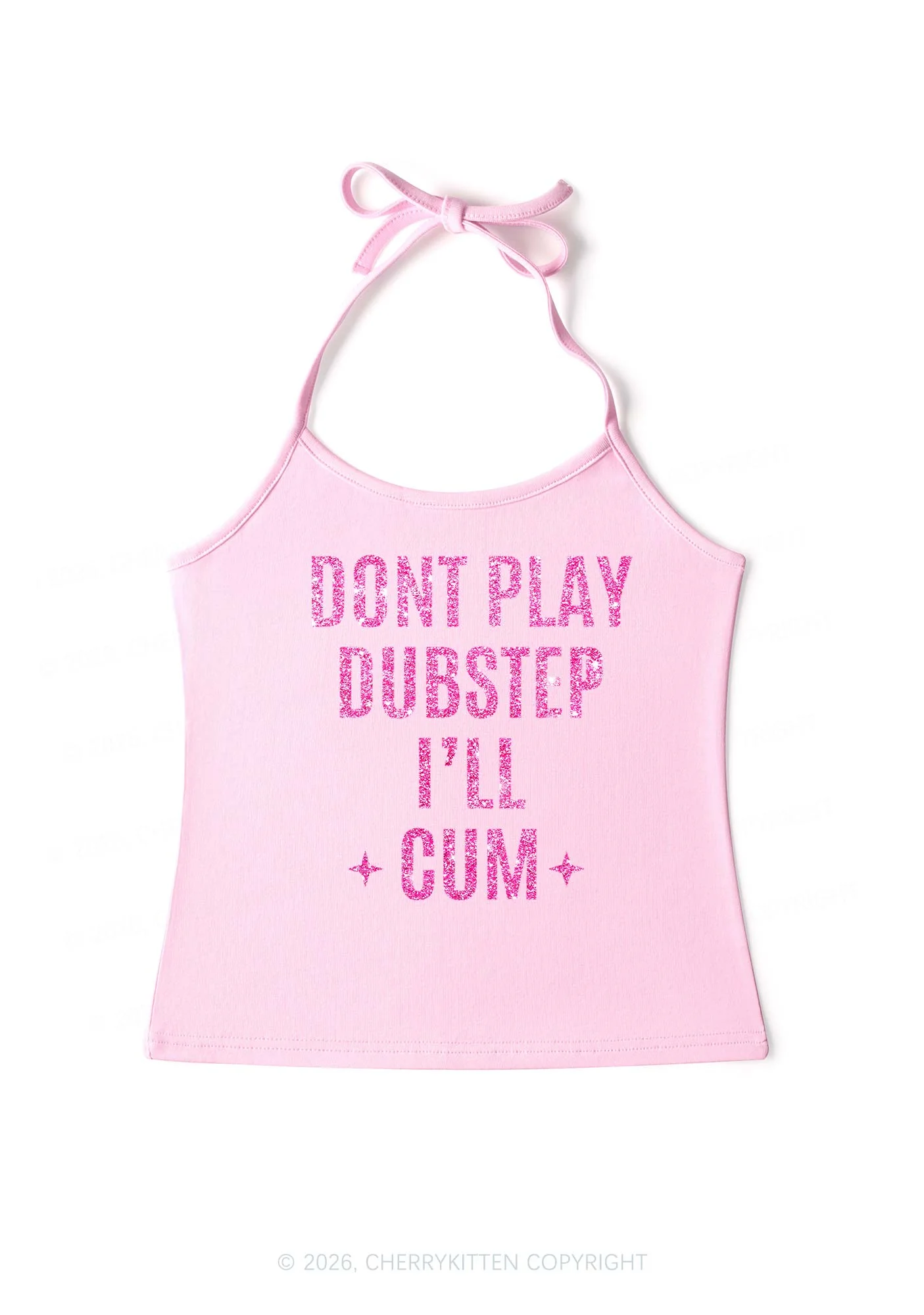 Glitter Dont Play Dubstep Y2K Halter Neck Cami Cherrykitten - Image 5