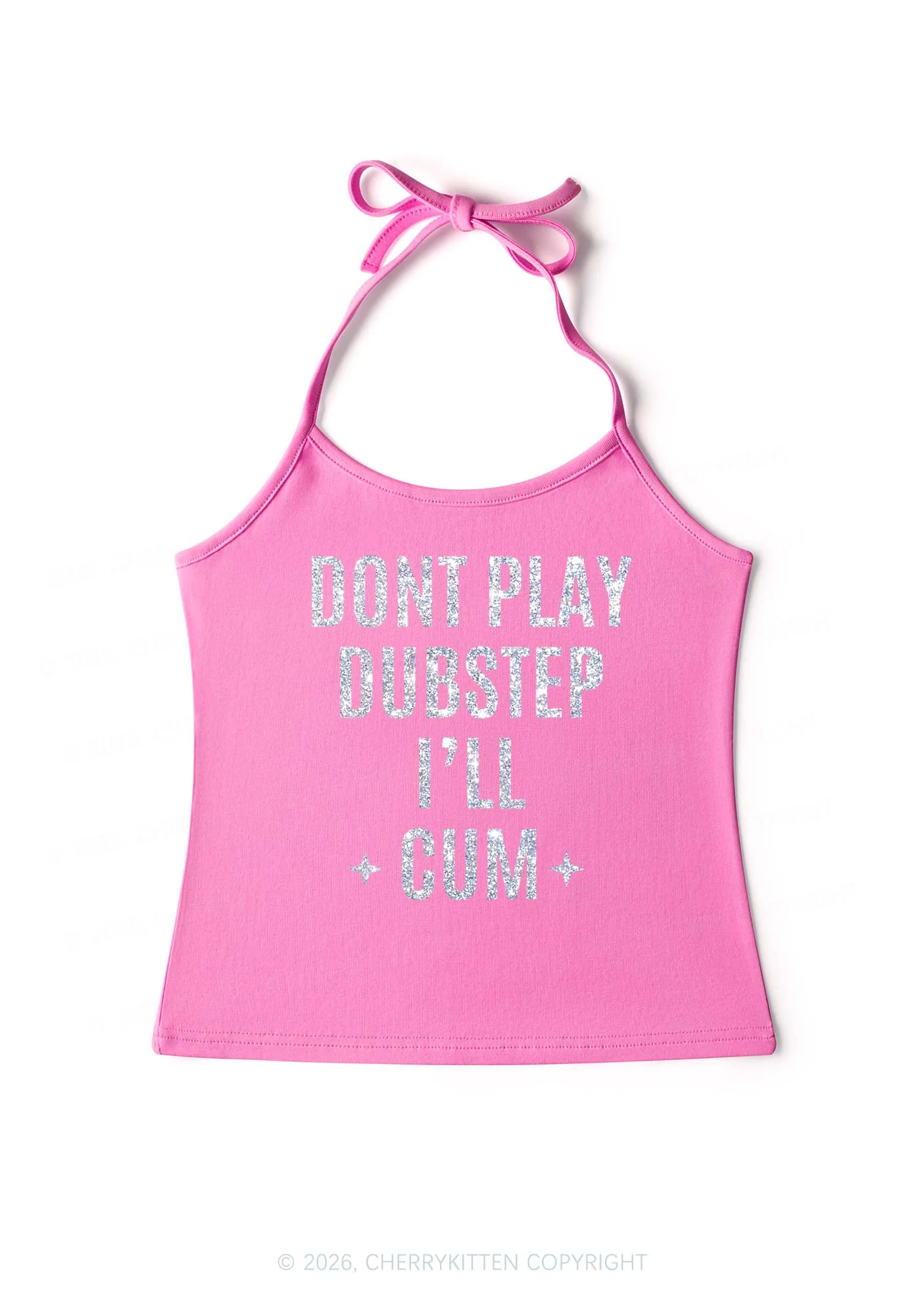 Glitter Dont Play Dubstep Y2K Halter Neck Cami Cherrykitten - Image 6