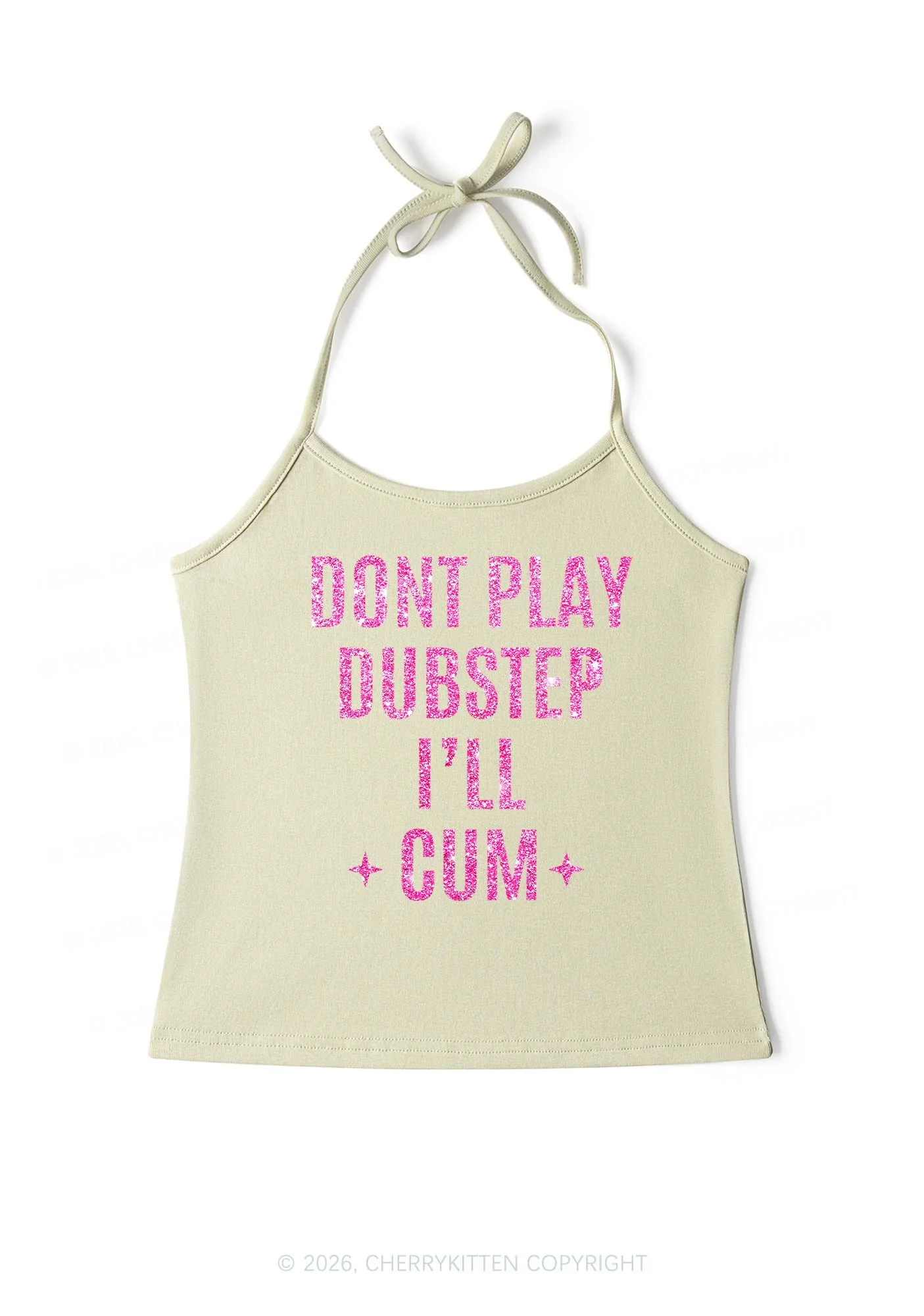 Glitter Dont Play Dubstep Y2K Halter Neck Cami Cherrykitten - Image 7