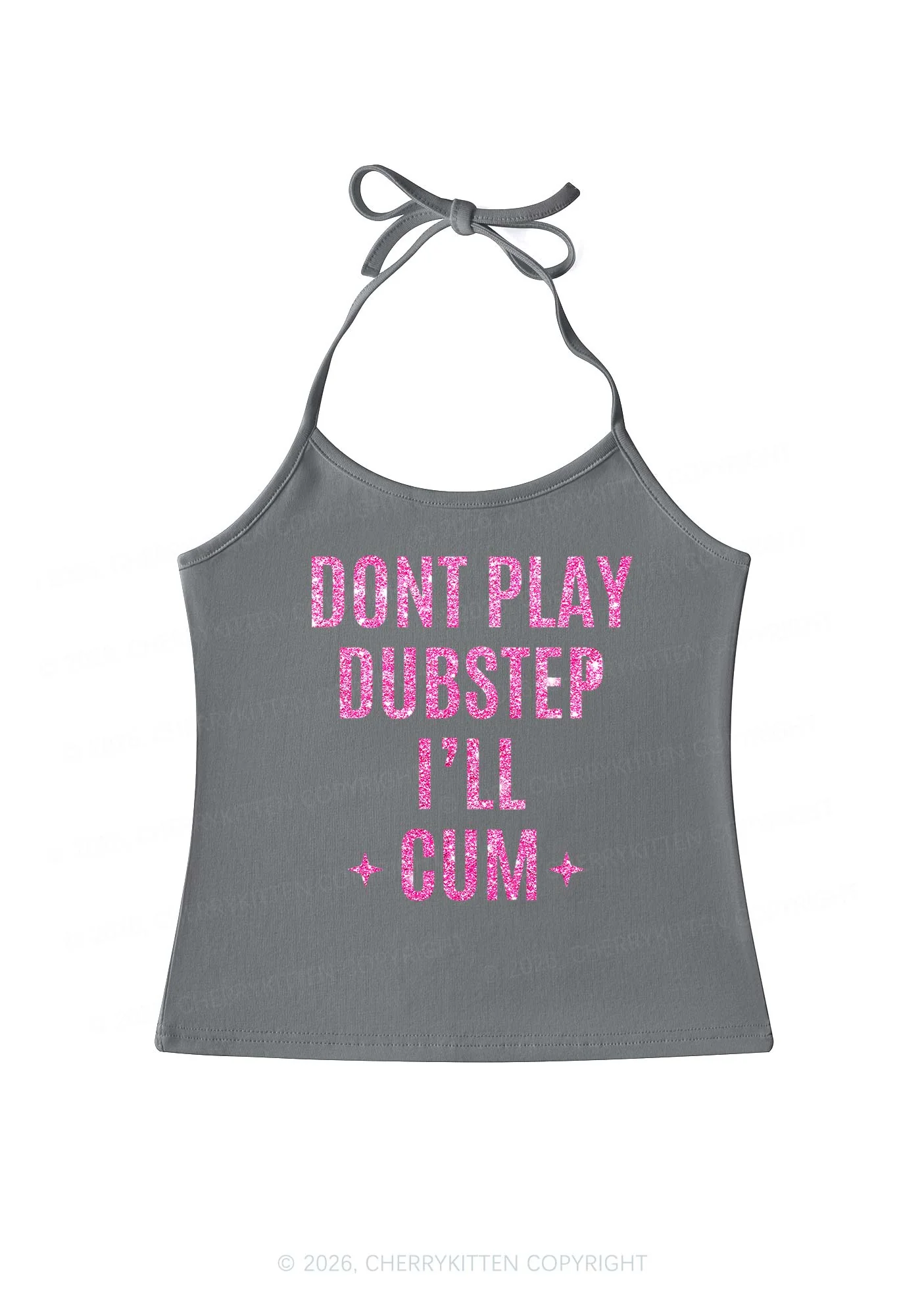 Glitter Dont Play Dubstep Y2K Halter Neck Cami Cherrykitten - Image 8