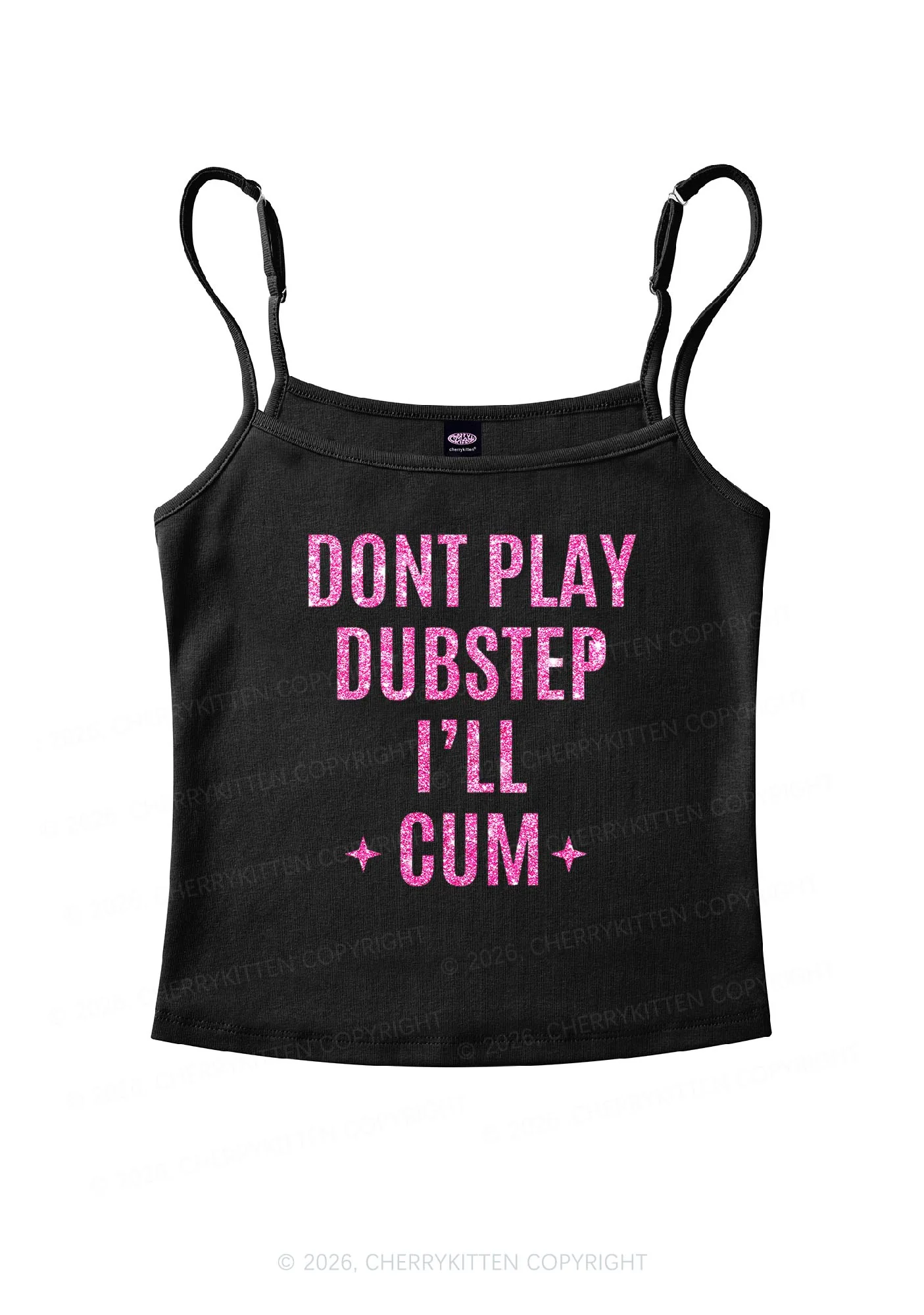 Glitter Dont Play Dubstep Y2K Spaghetti Strap Cami Cherrykitten - Image 4