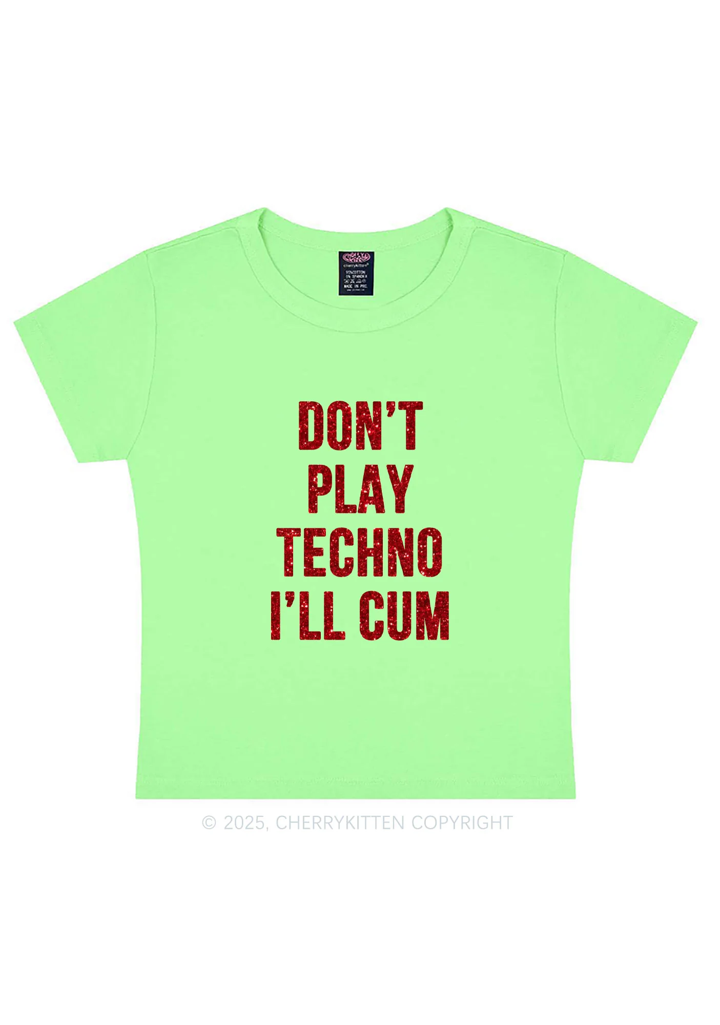 Glitter Dont Play Techno Y2K Baby Tee Cherrykitten - Image 10