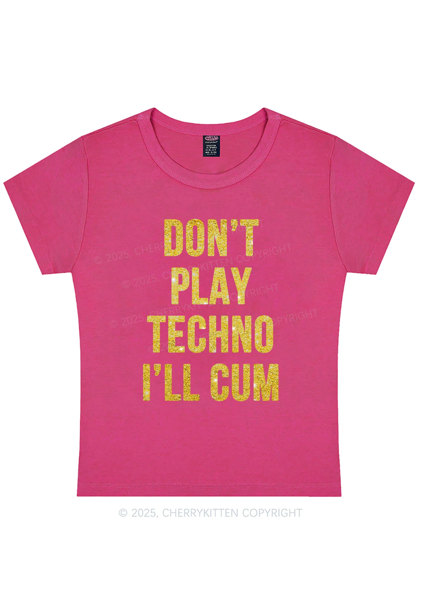 Glitter Dont Play Techno Y2K Baby Tee Cherrykitten - Image 11