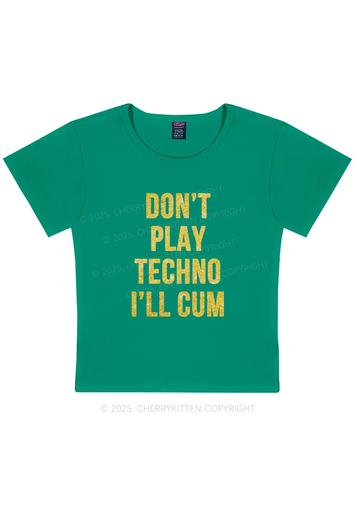 Glitter Dont Play Techno Y2K Baby Tee Cherrykitten - Image 13