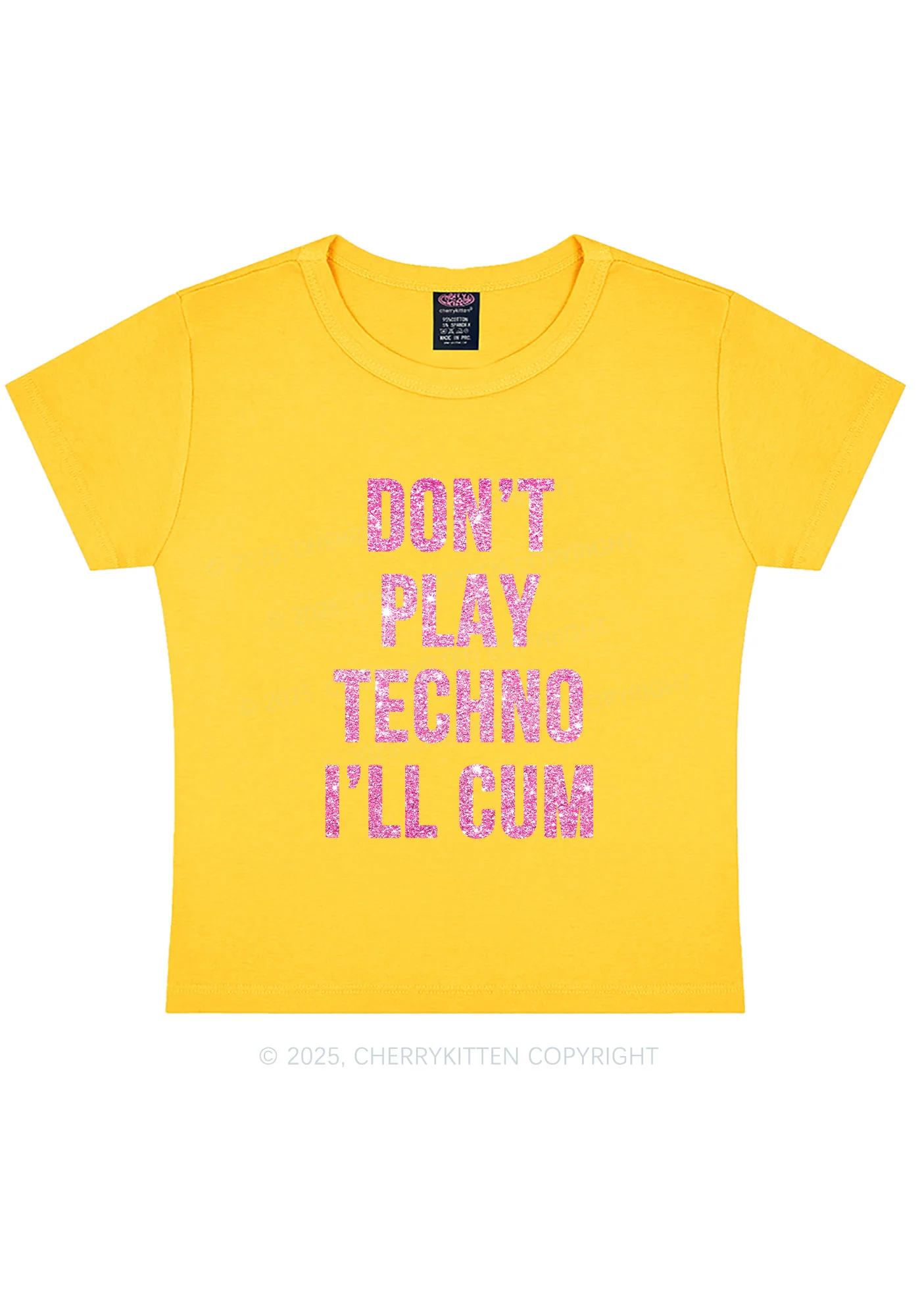 Glitter Dont Play Techno Y2K Baby Tee Cherrykitten - Image 14