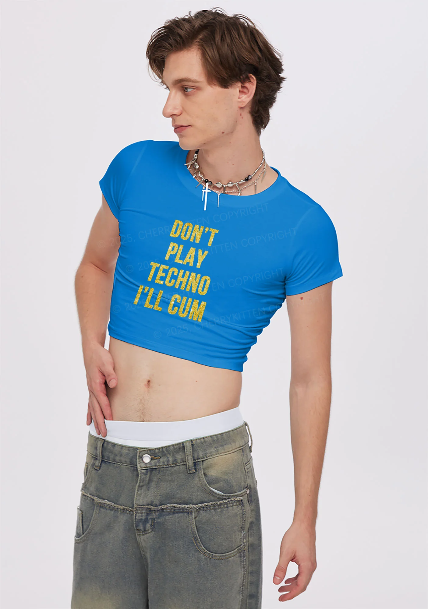 Glitter Dont Play Techno Y2K Baby Tee Cherrykitten - Image 5