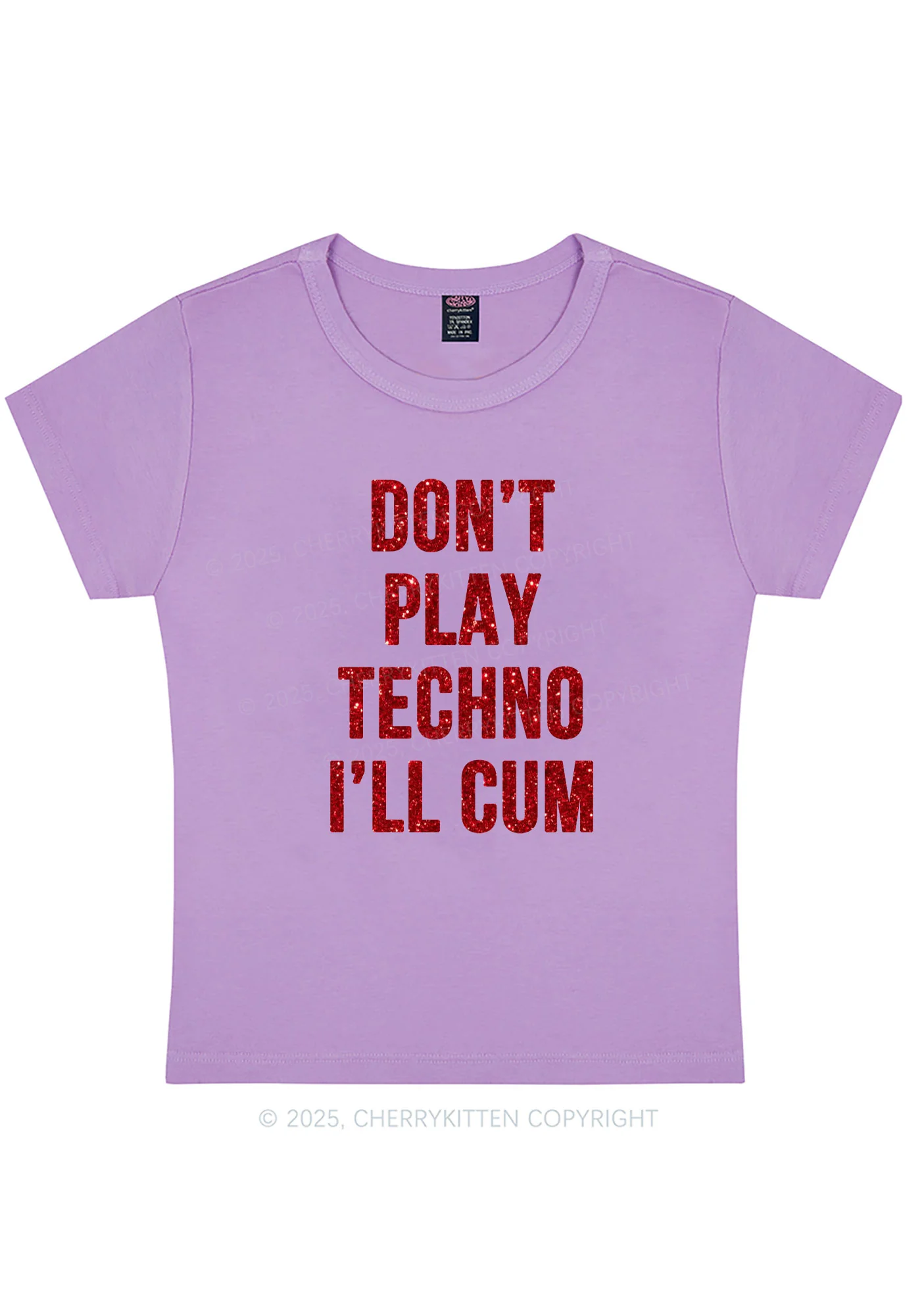 Glitter Dont Play Techno Y2K Baby Tee Cherrykitten - Image 7