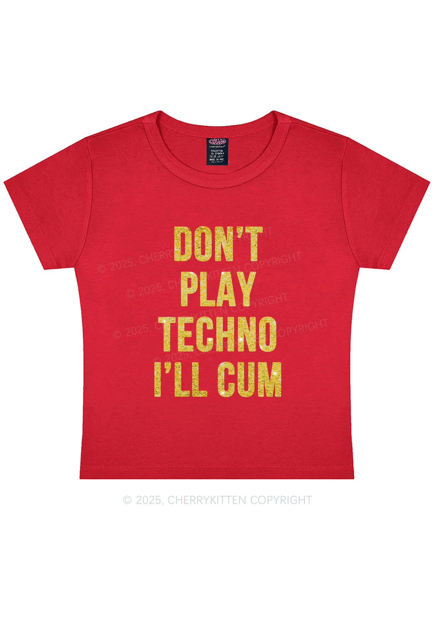 Glitter Dont Play Techno Y2K Baby Tee Cherrykitten - Image 8