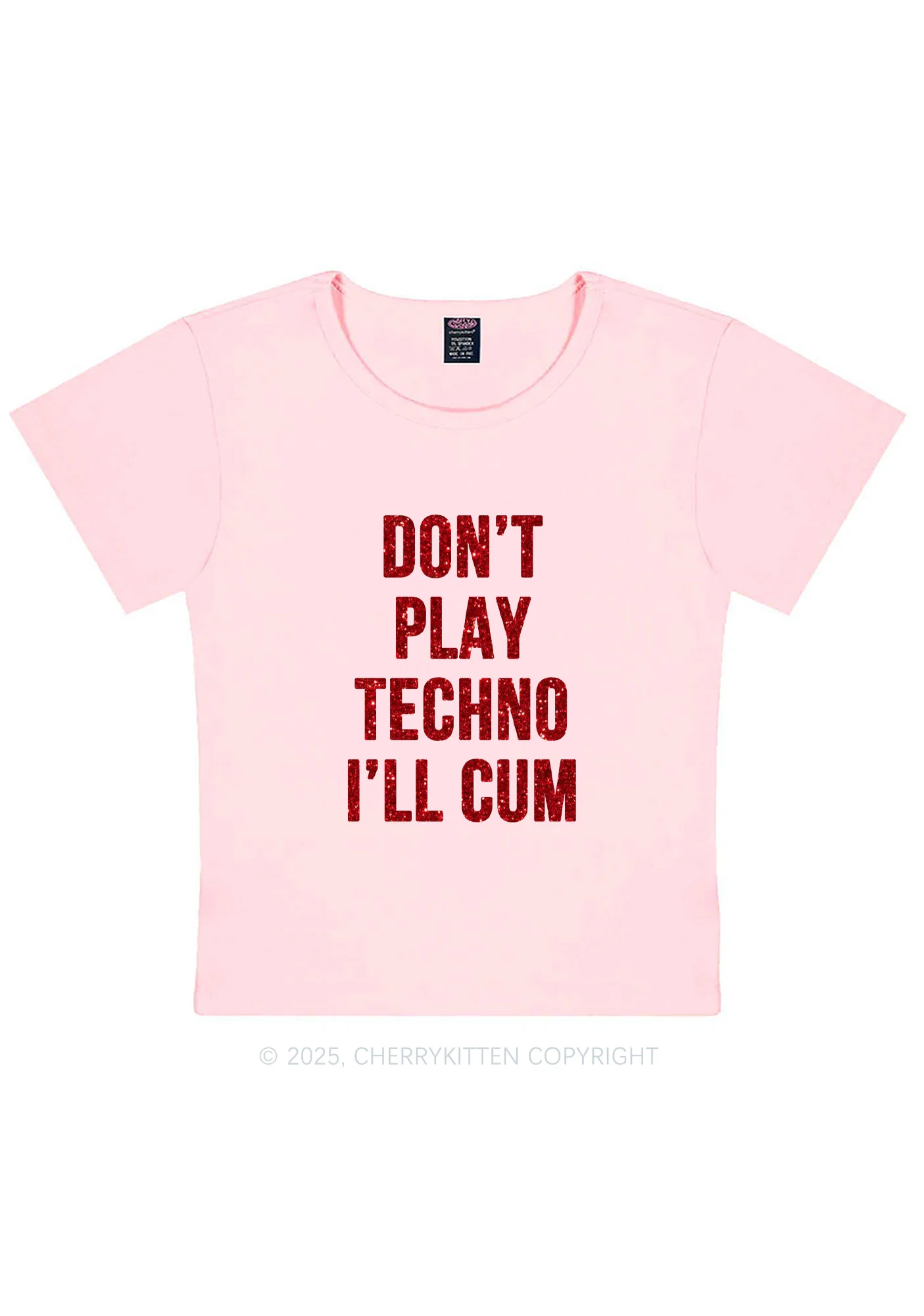 Glitter Dont Play Techno Y2K Baby Tee Cherrykitten - Image 9