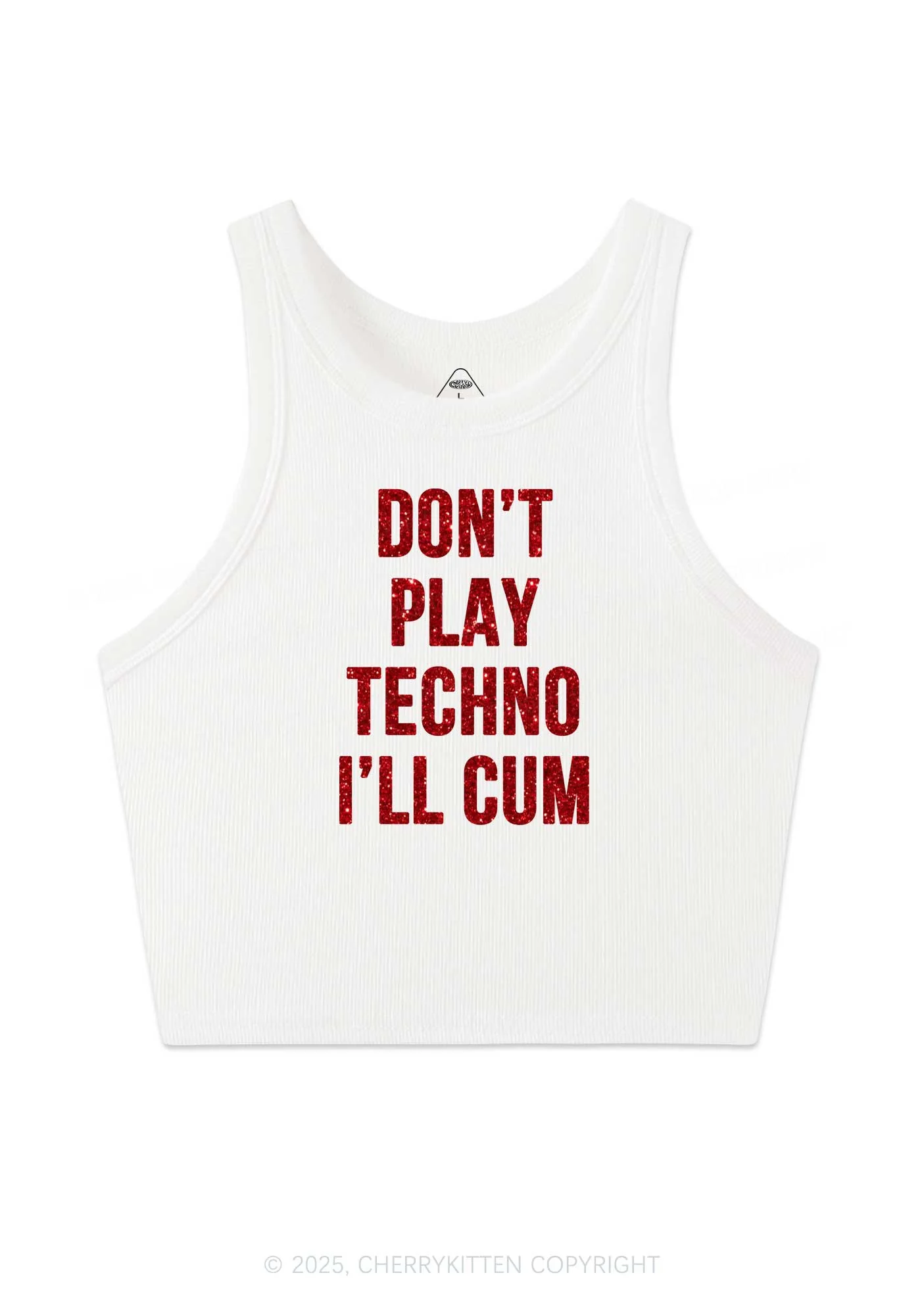 Glitter Dont Play Techno Y2K Crop Tank Top Cherrykitten - Image 4
