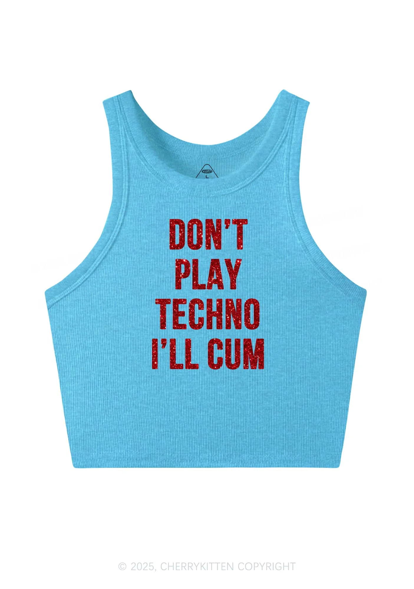 Glitter Dont Play Techno Y2K Crop Tank Top Cherrykitten - Image 6