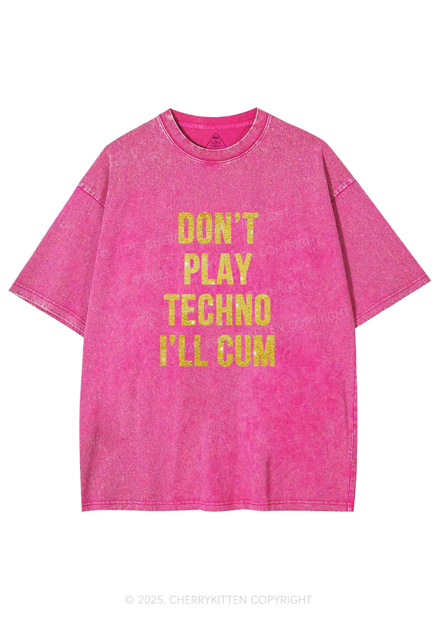 Glitter Dont Play Techno Y2K Shirts Washed Tee Cherrykitten - Image 4