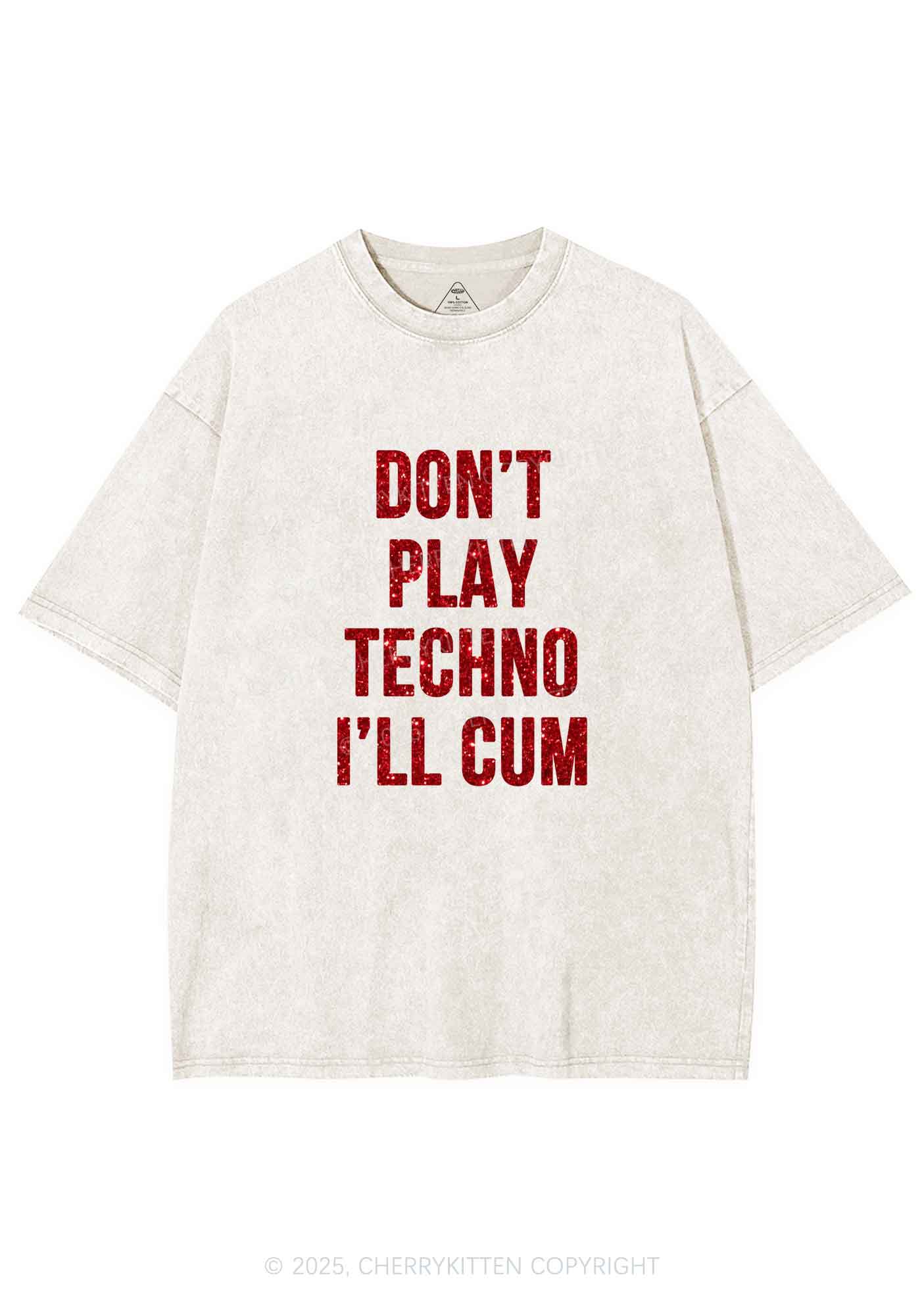 Glitter Dont Play Techno Y2K Shirts Washed Tee Cherrykitten - Image 5