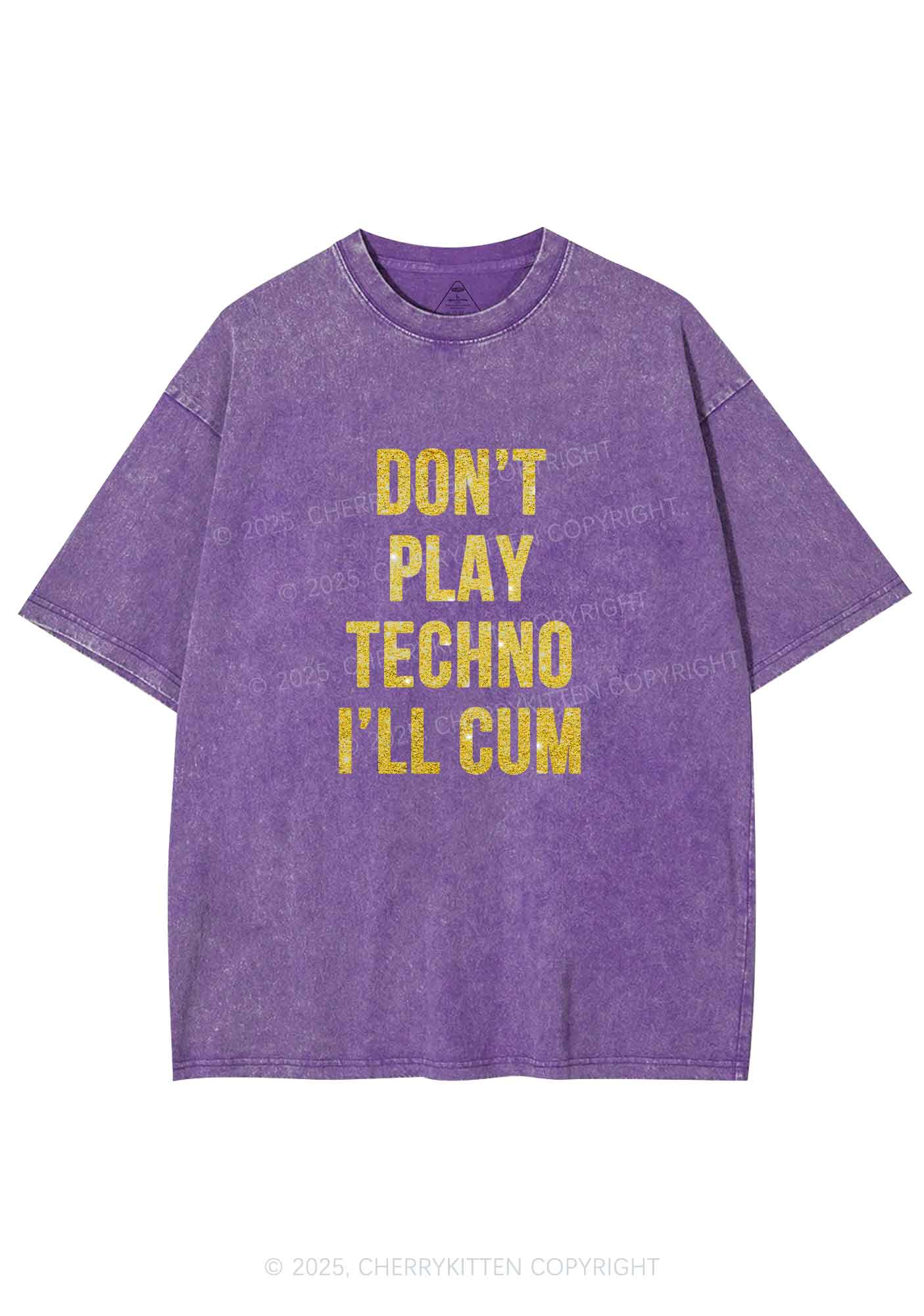 Glitter Dont Play Techno Y2K Shirts Washed Tee Cherrykitten - Image 7