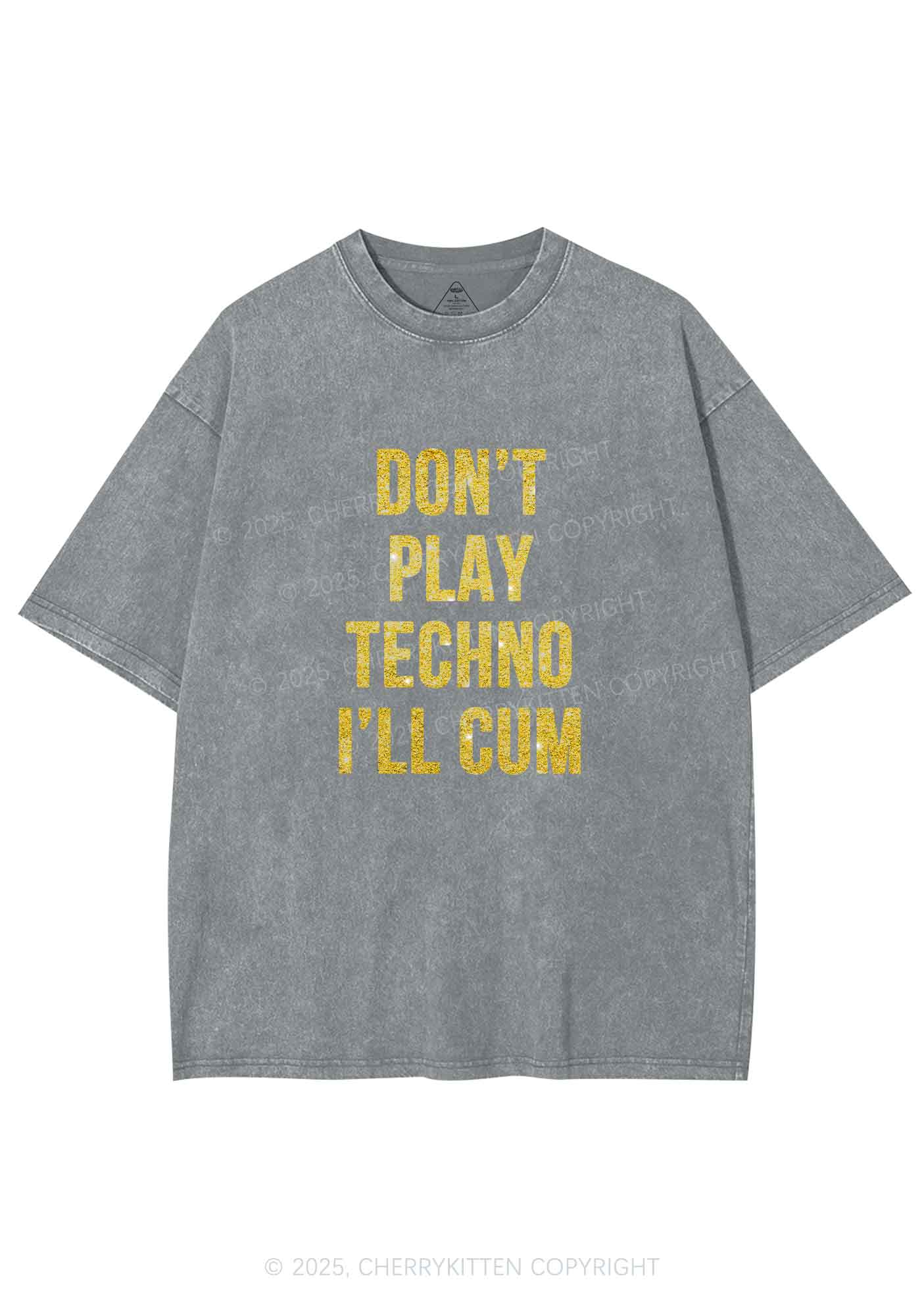 Glitter Dont Play Techno Y2K Shirts Washed Tee Cherrykitten - Image 8