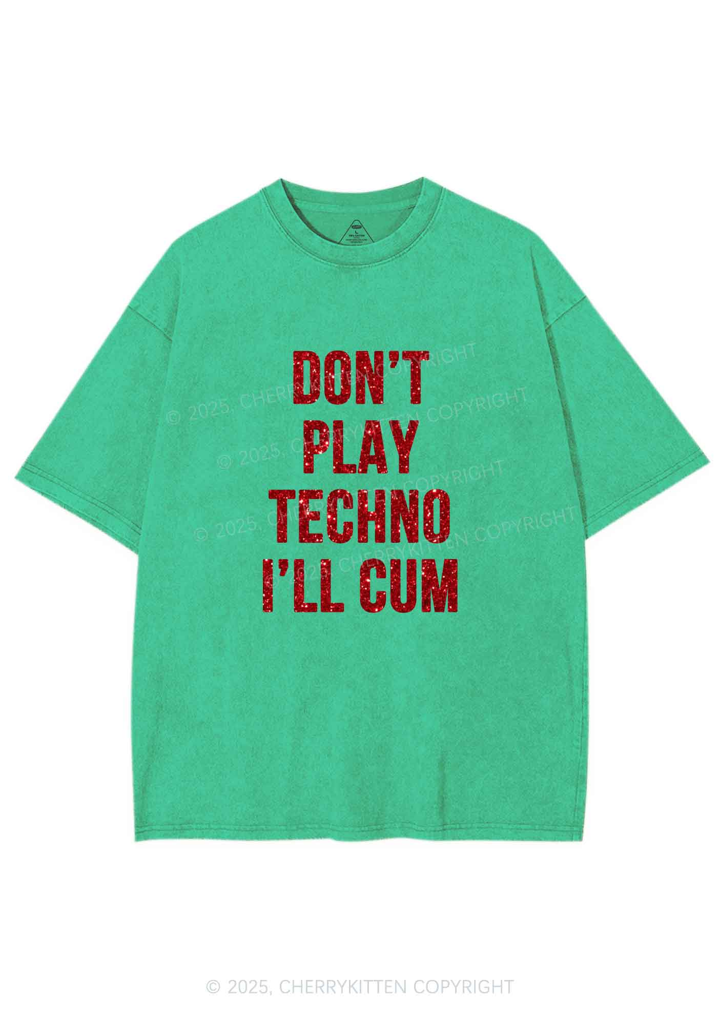 Glitter Dont Play Techno Y2K Shirts Washed Tee Cherrykitten - Image 9