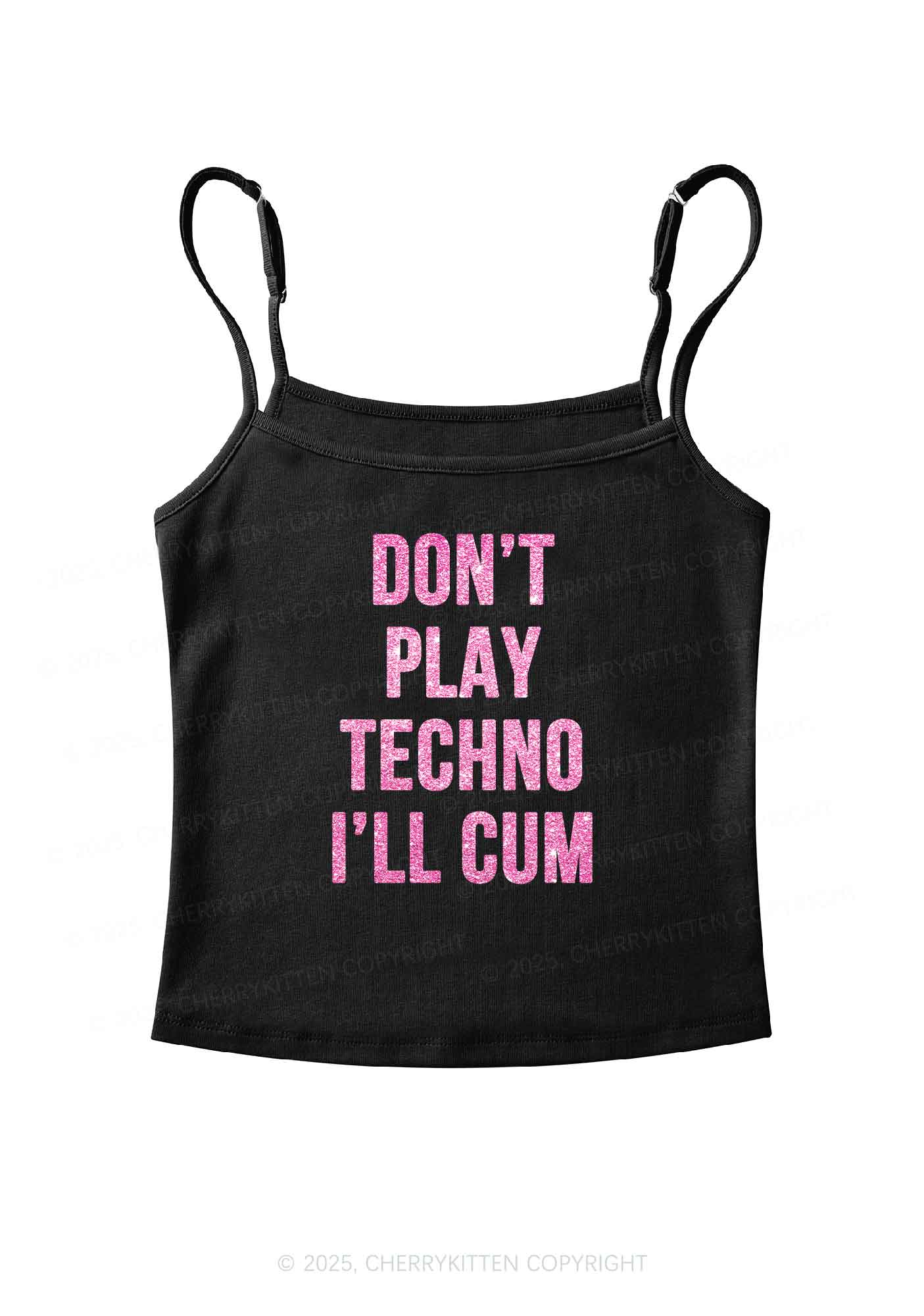 Glitter Dont Play Techno Y2K Spaghetti Strap Cami Cherrykitten - Image 4