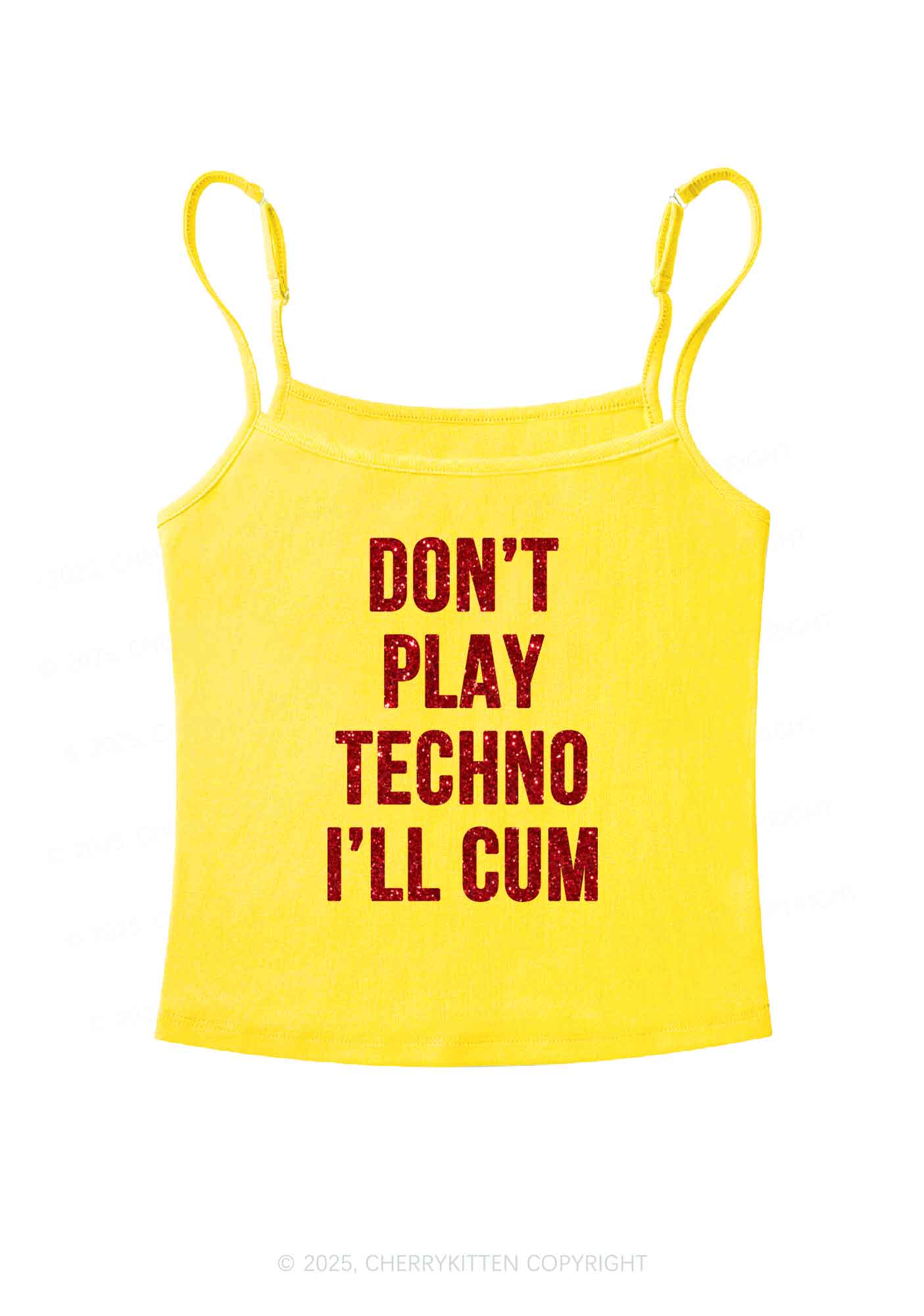 Glitter Dont Play Techno Y2K Spaghetti Strap Cami Cherrykitten - Image 5