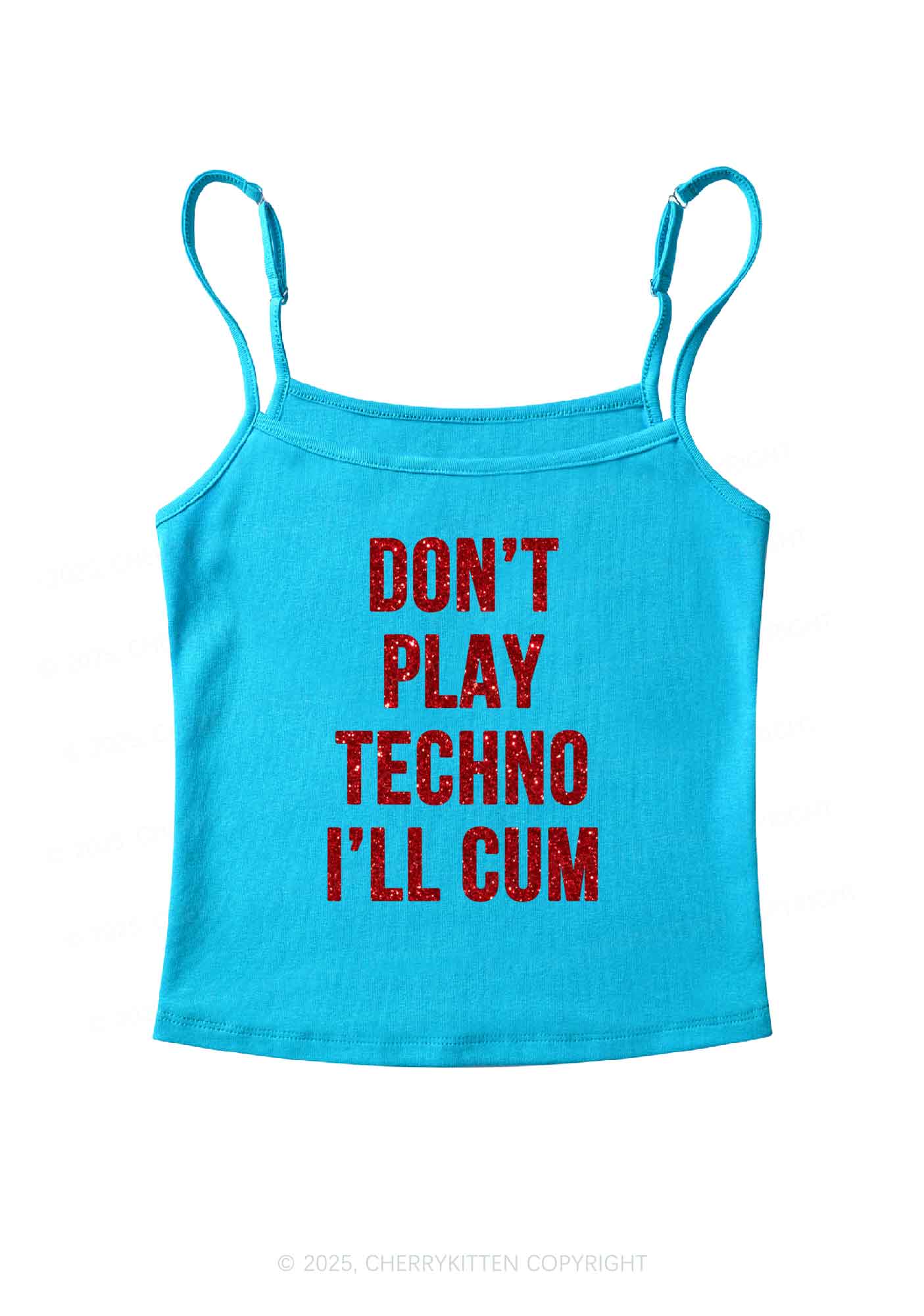 Glitter Dont Play Techno Y2K Spaghetti Strap Cami Cherrykitten - Image 7