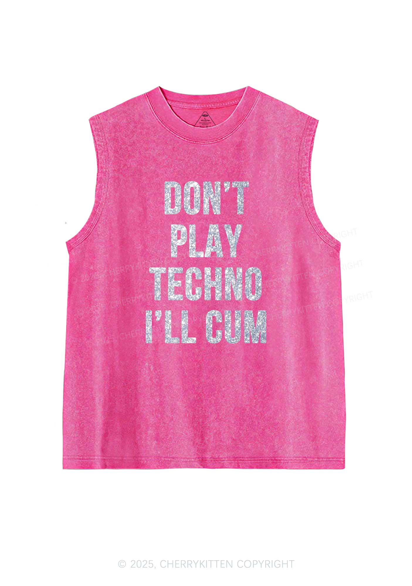Glitter Dont Play Techno Y2K Washed Muscle Tank Cherrykitten - Image 4