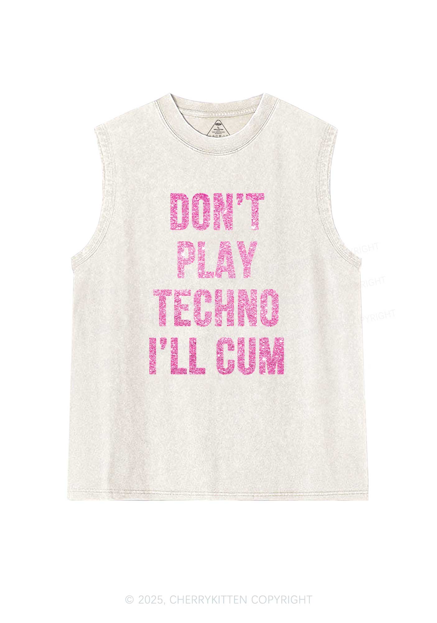 Glitter Dont Play Techno Y2K Washed Muscle Tank Cherrykitten - Image 5