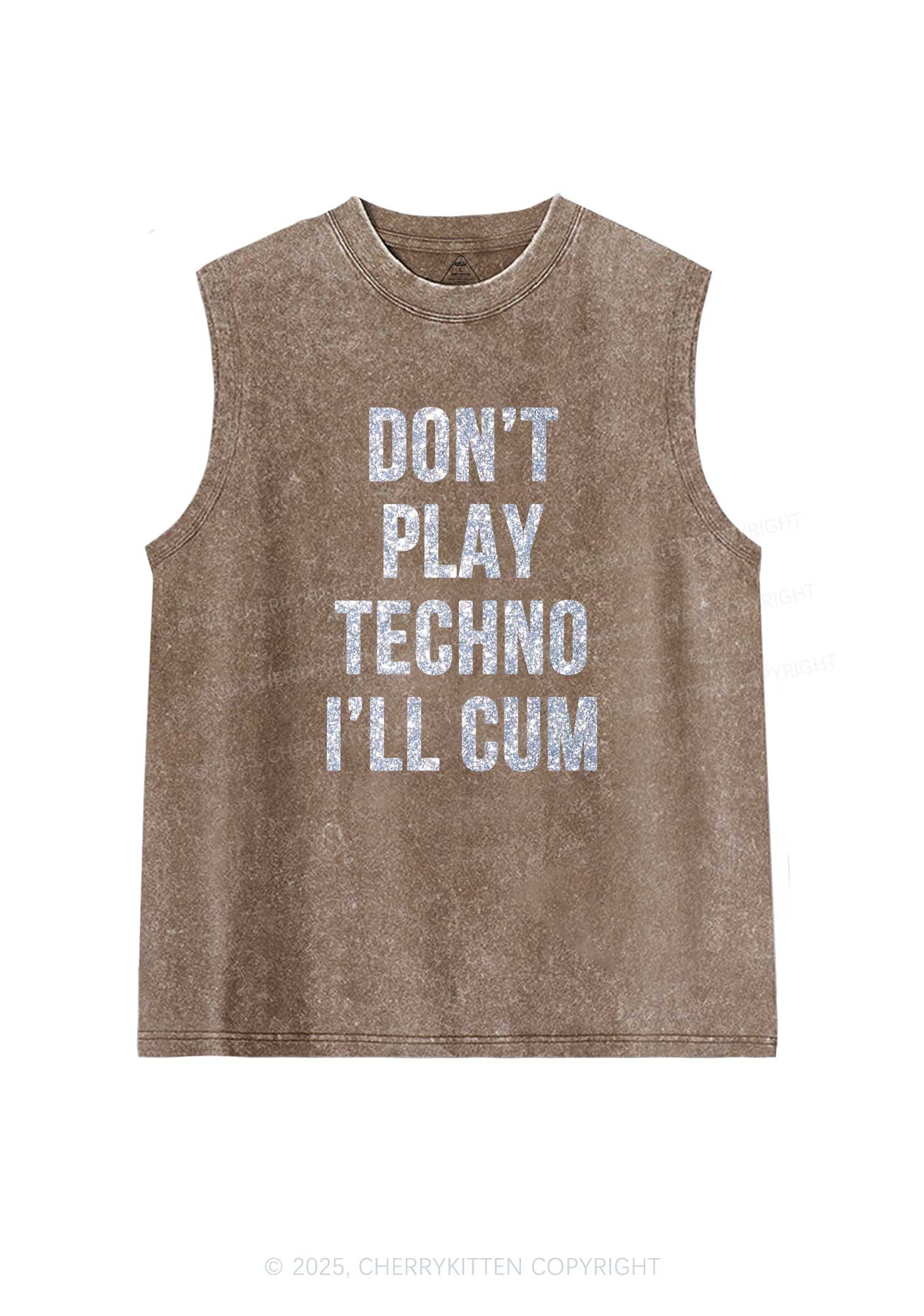 Glitter Dont Play Techno Y2K Washed Muscle Tank Cherrykitten - Image 6