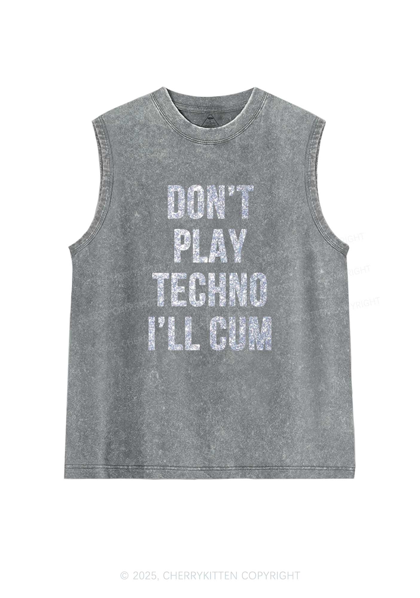 Glitter Dont Play Techno Y2K Washed Muscle Tank Cherrykitten - Image 7