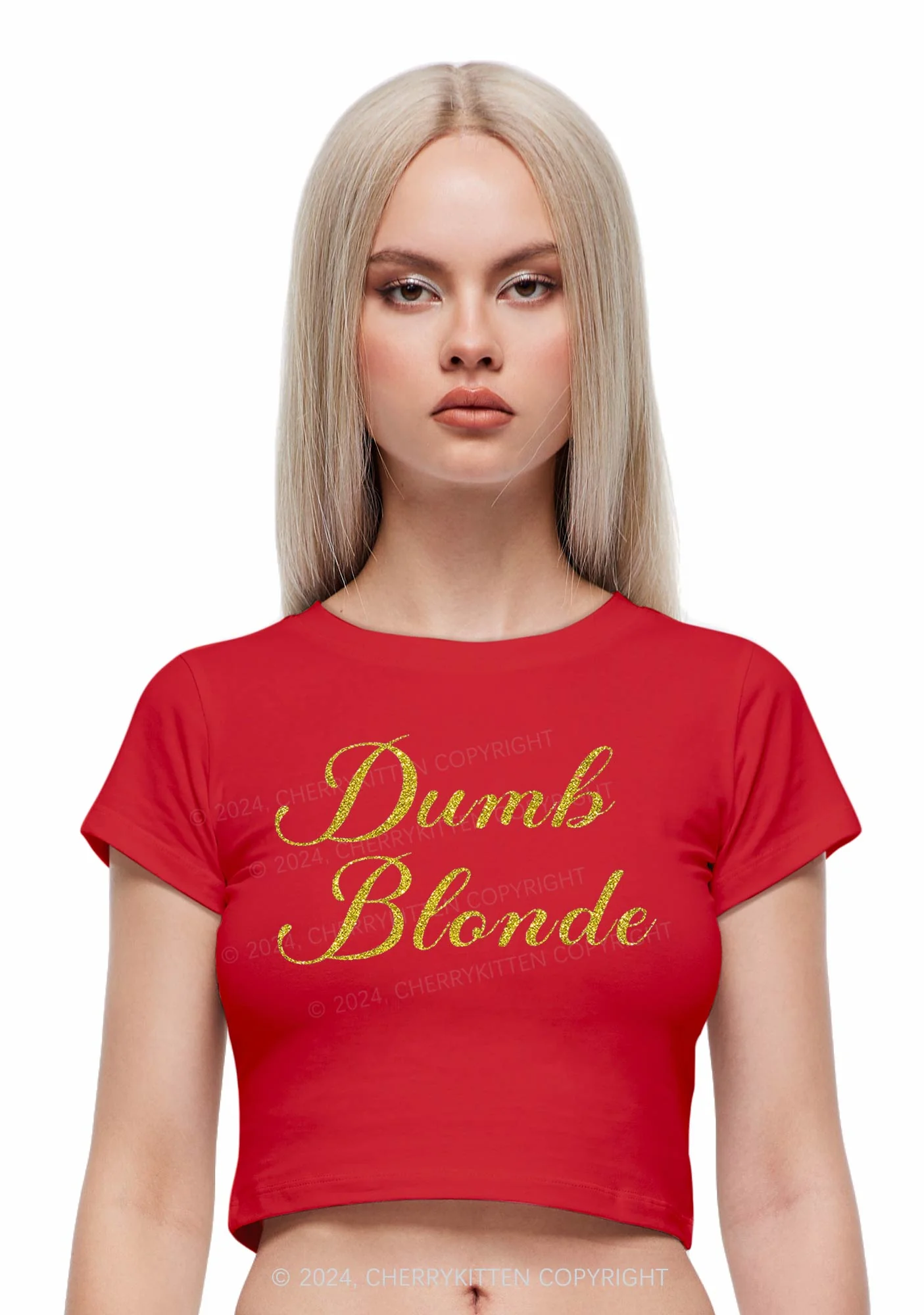 Glitter Dumb Blonde Y2K Baby Tee Cherrykitten - Image 2