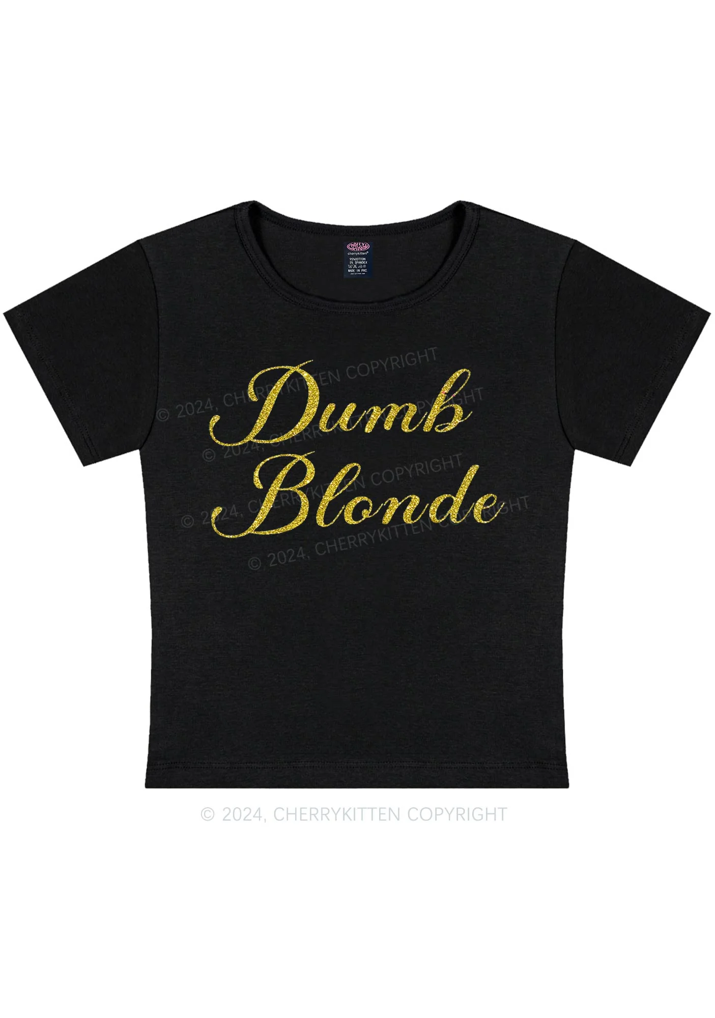 Glitter Dumb Blonde Y2K Baby Tee Cherrykitten - Image 3