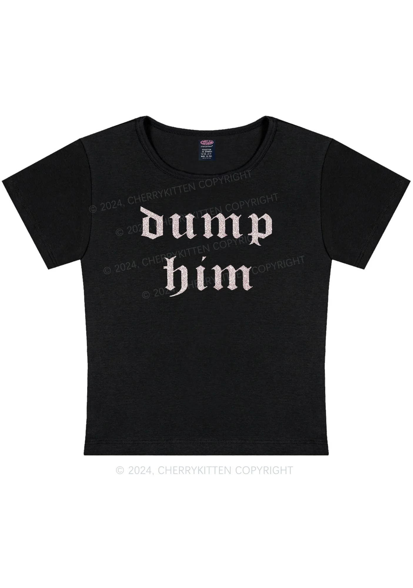 Glitter Dump Him Y2K Baby Tee Cherrykitten - Image 3
