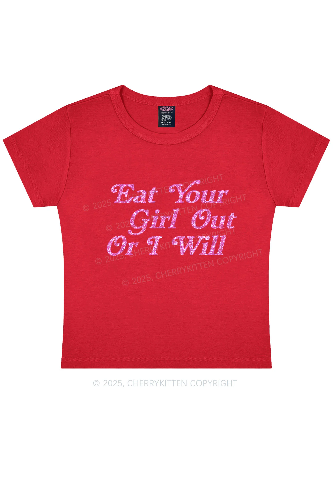 Glitter Eat Your Girl Out Y2K Baby Tee Cherrykitten - Image 11
