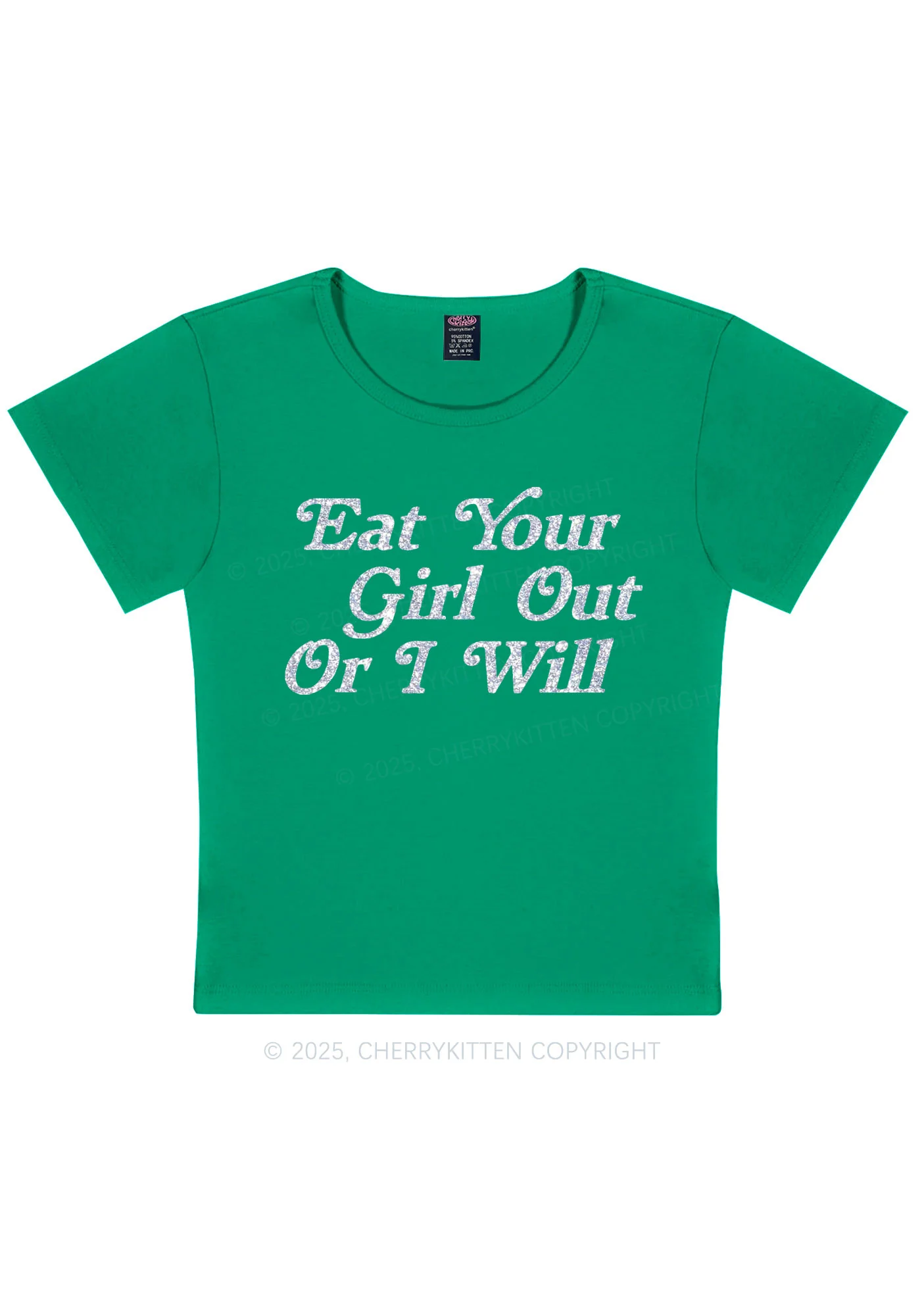 Glitter Eat Your Girl Out Y2K Baby Tee Cherrykitten - Image 12
