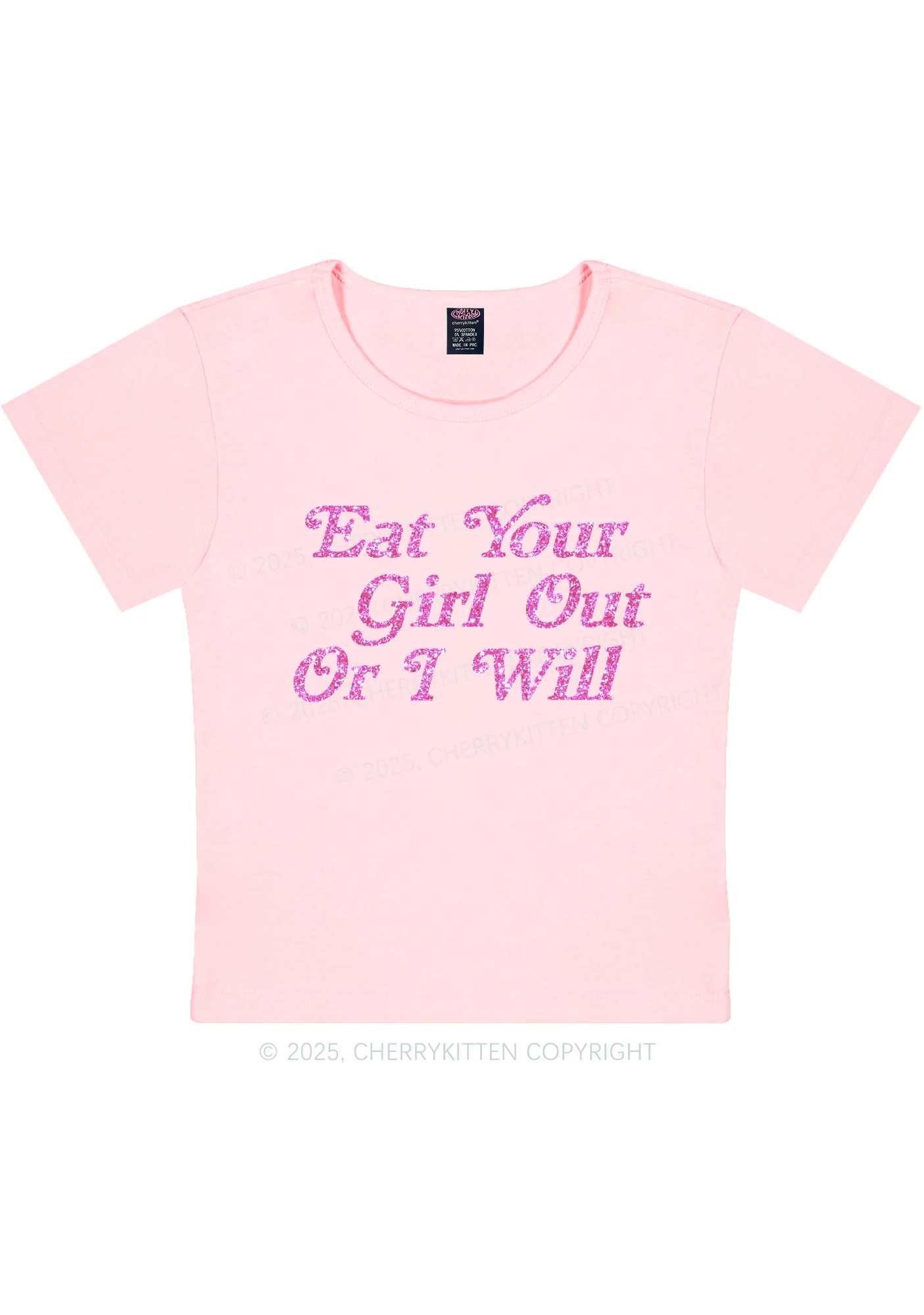 Glitter Eat Your Girl Out Y2K Baby Tee Cherrykitten - Image 13
