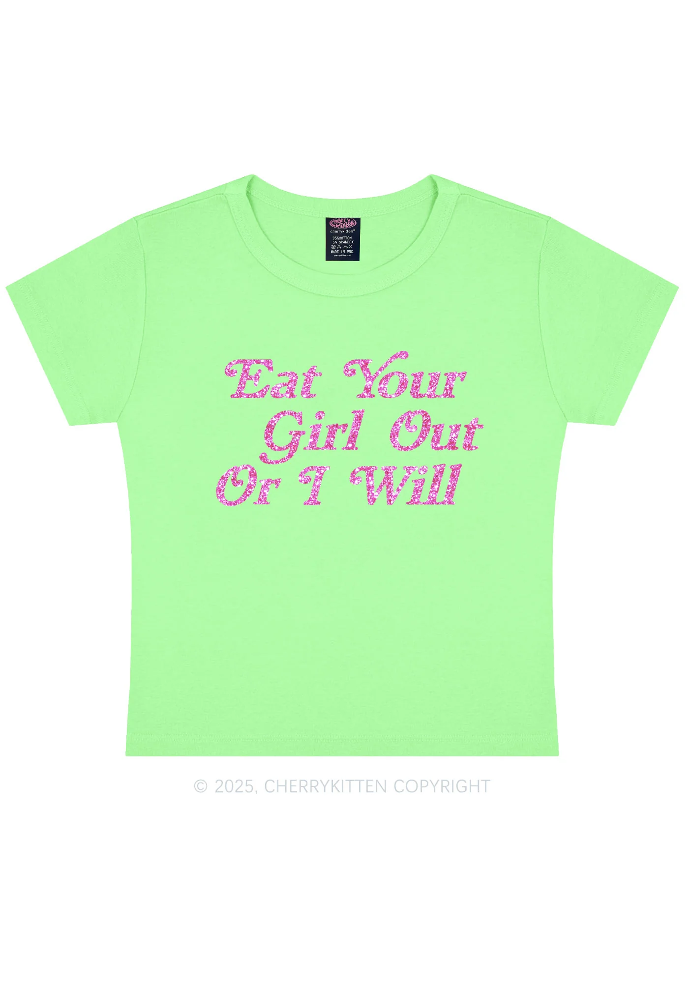 Glitter Eat Your Girl Out Y2K Baby Tee Cherrykitten - Image 14