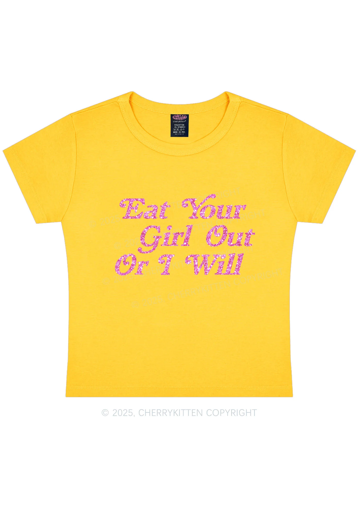 Glitter Eat Your Girl Out Y2K Baby Tee Cherrykitten - Image 4
