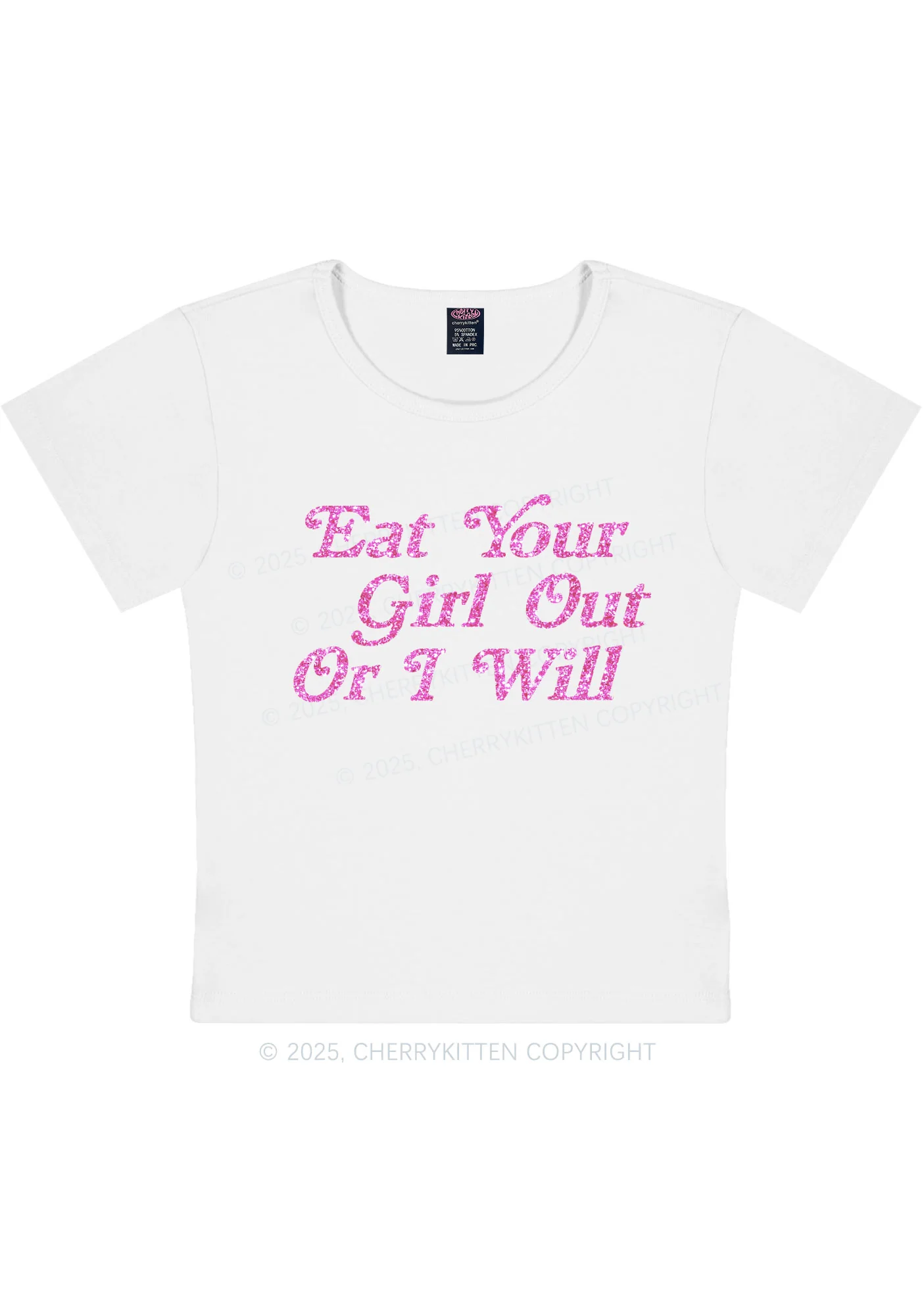 Glitter Eat Your Girl Out Y2K Baby Tee Cherrykitten - Image 5