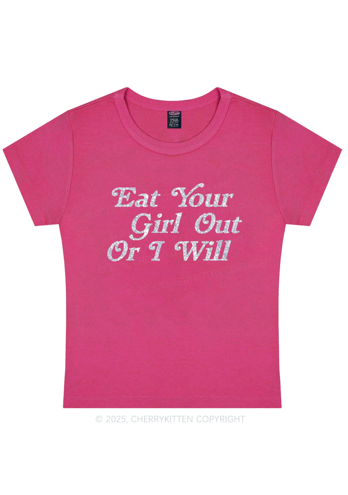 Glitter Eat Your Girl Out Y2K Baby Tee Cherrykitten - Image 7