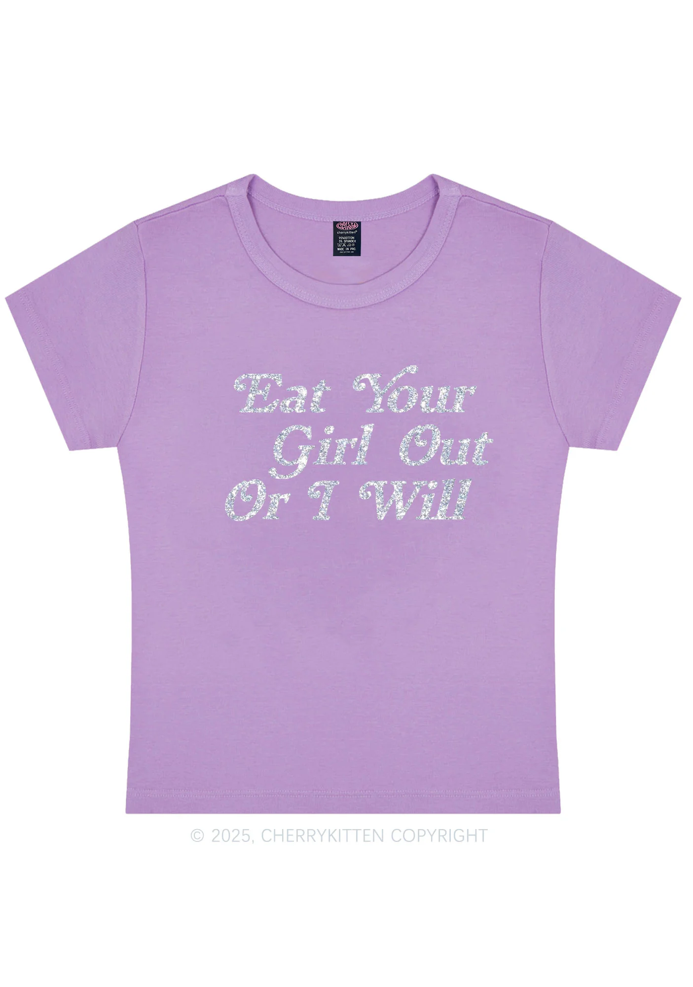 Glitter Eat Your Girl Out Y2K Baby Tee Cherrykitten - Image 8