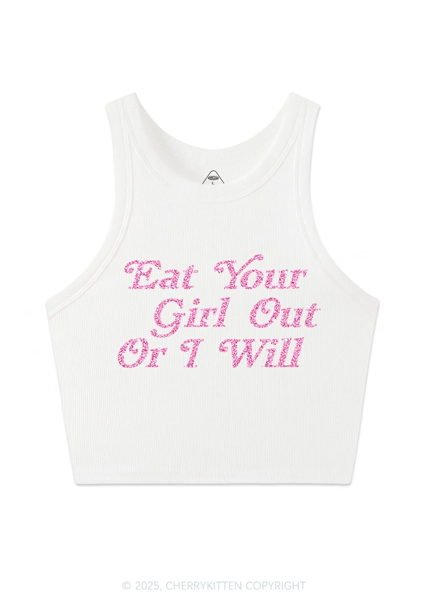 Glitter Eat Your Girl Out Y2K Crop Tank Top Cherrykitten - Image 4