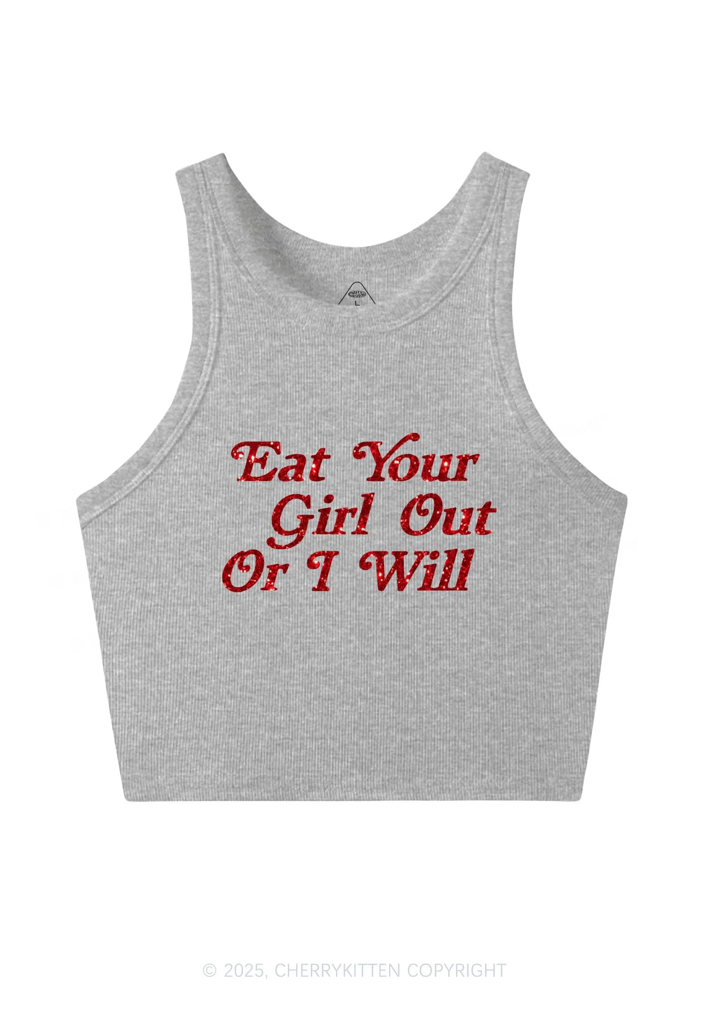 Glitter Eat Your Girl Out Y2K Crop Tank Top Cherrykitten - Image 5