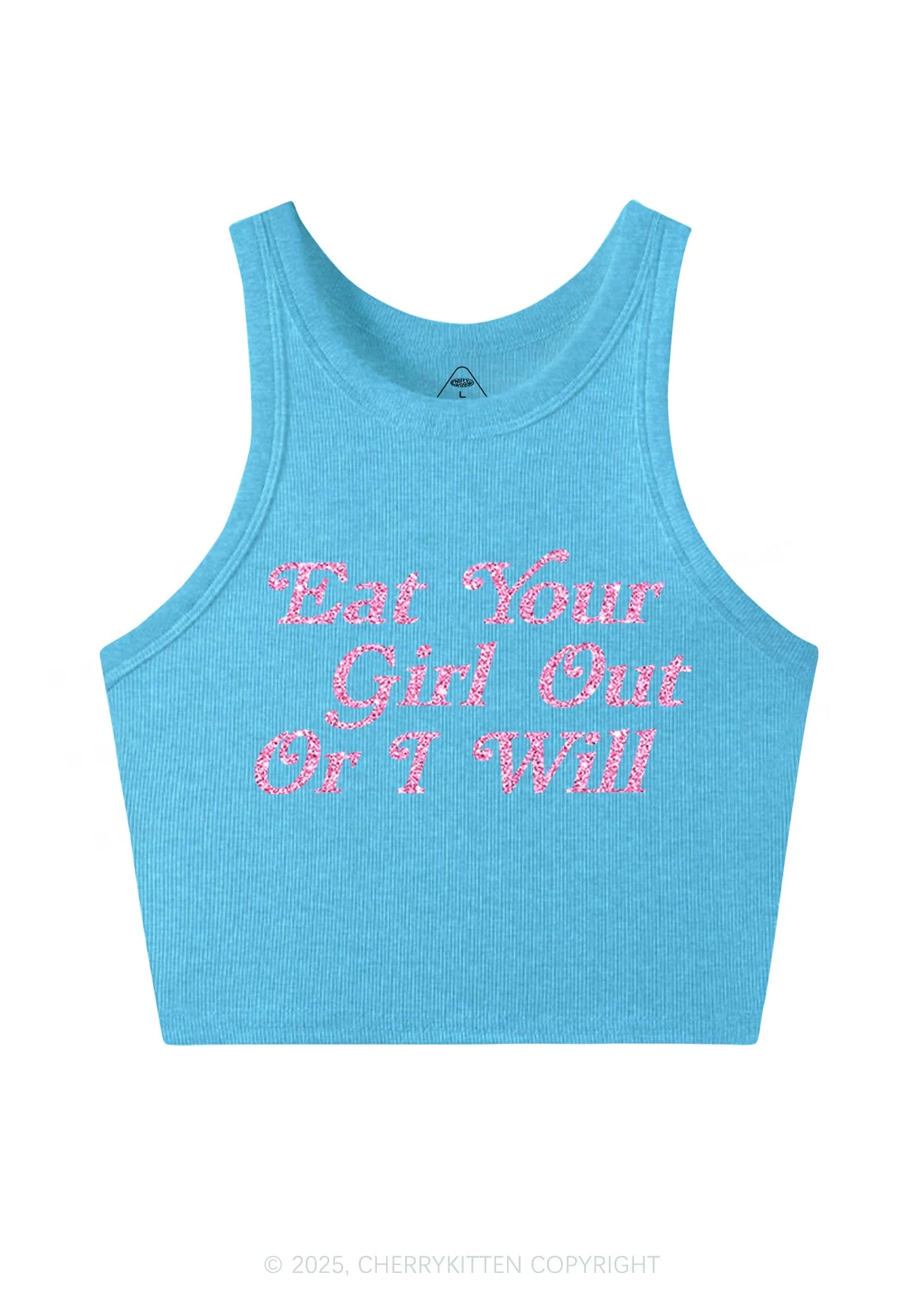 Glitter Eat Your Girl Out Y2K Crop Tank Top Cherrykitten - Image 6