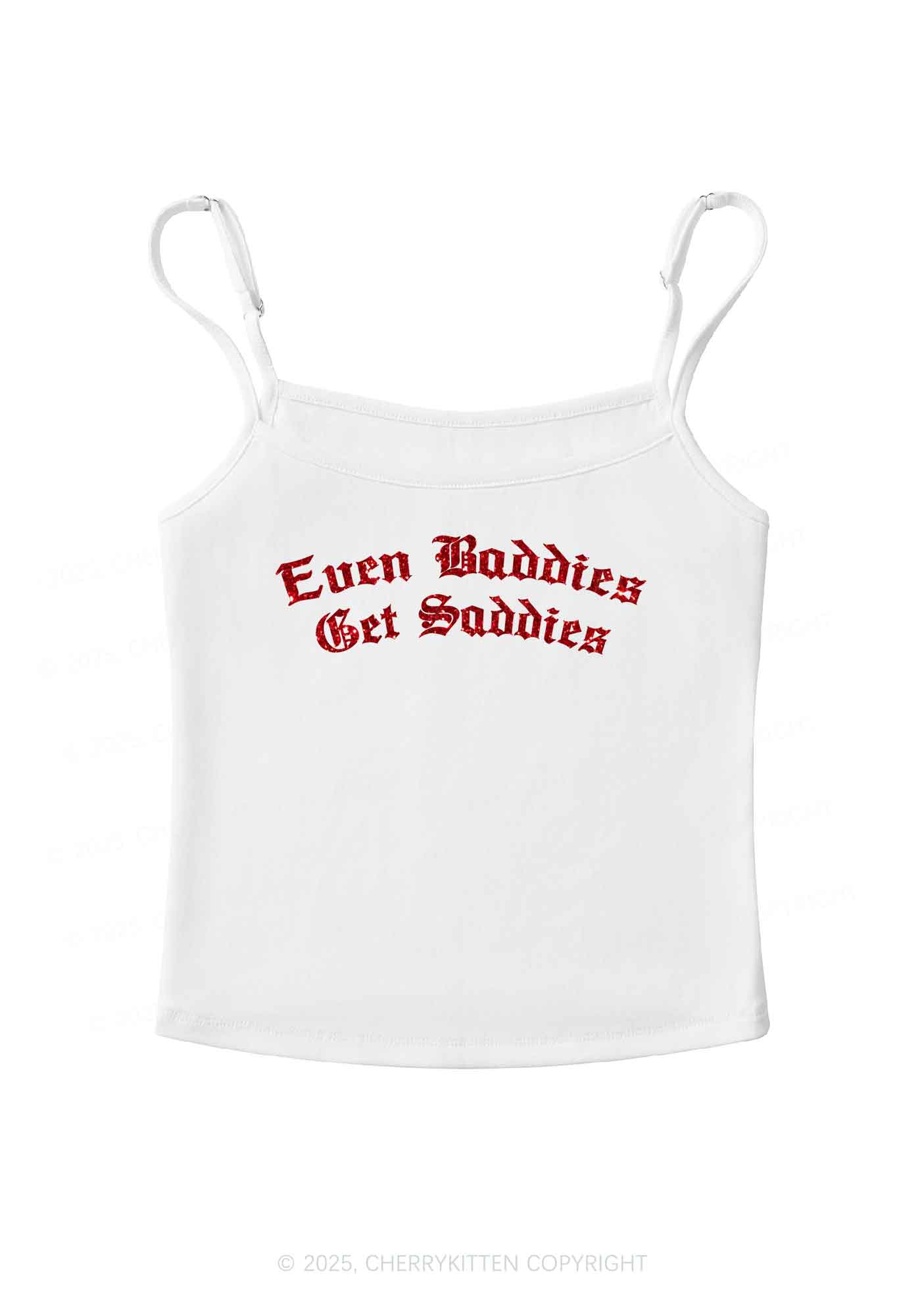Glitter Even Baddies Get Saddies Y2K Spaghetti Strap Cami Cherrykitten - Image 4