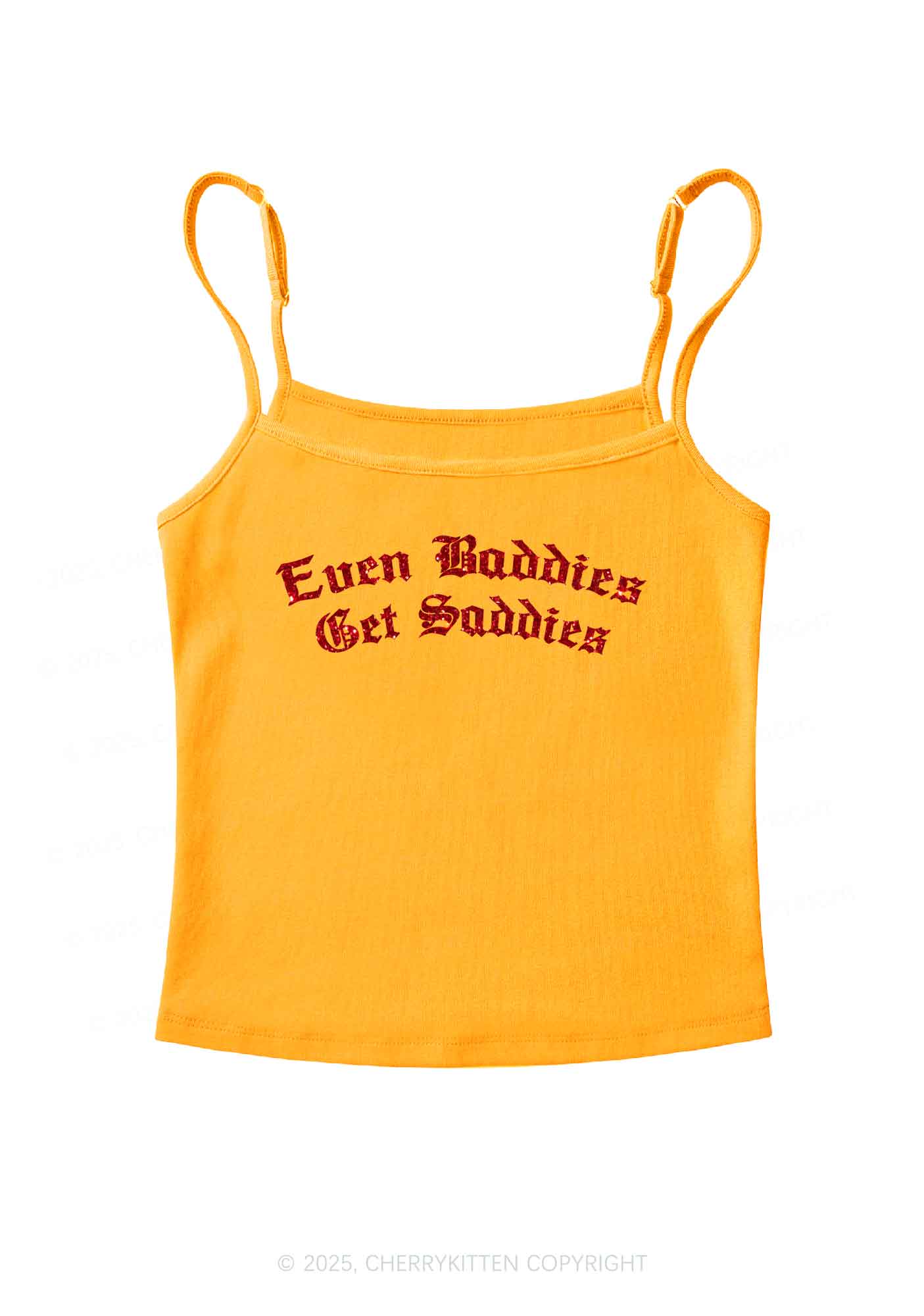 Glitter Even Baddies Get Saddies Y2K Spaghetti Strap Cami Cherrykitten - Image 8