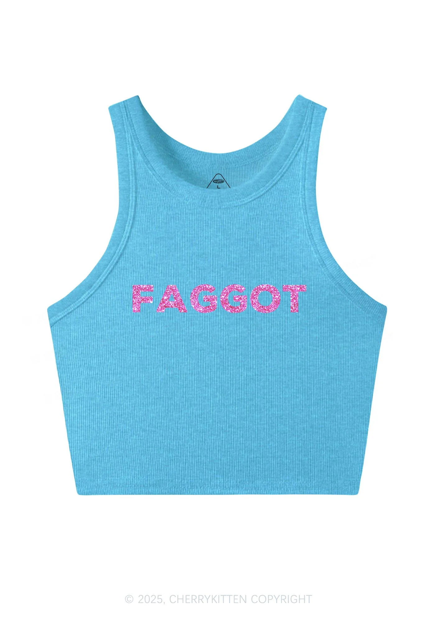 Glitter Faggot Pride Y2K Crop Tank Top Cherrykitten - Image 5
