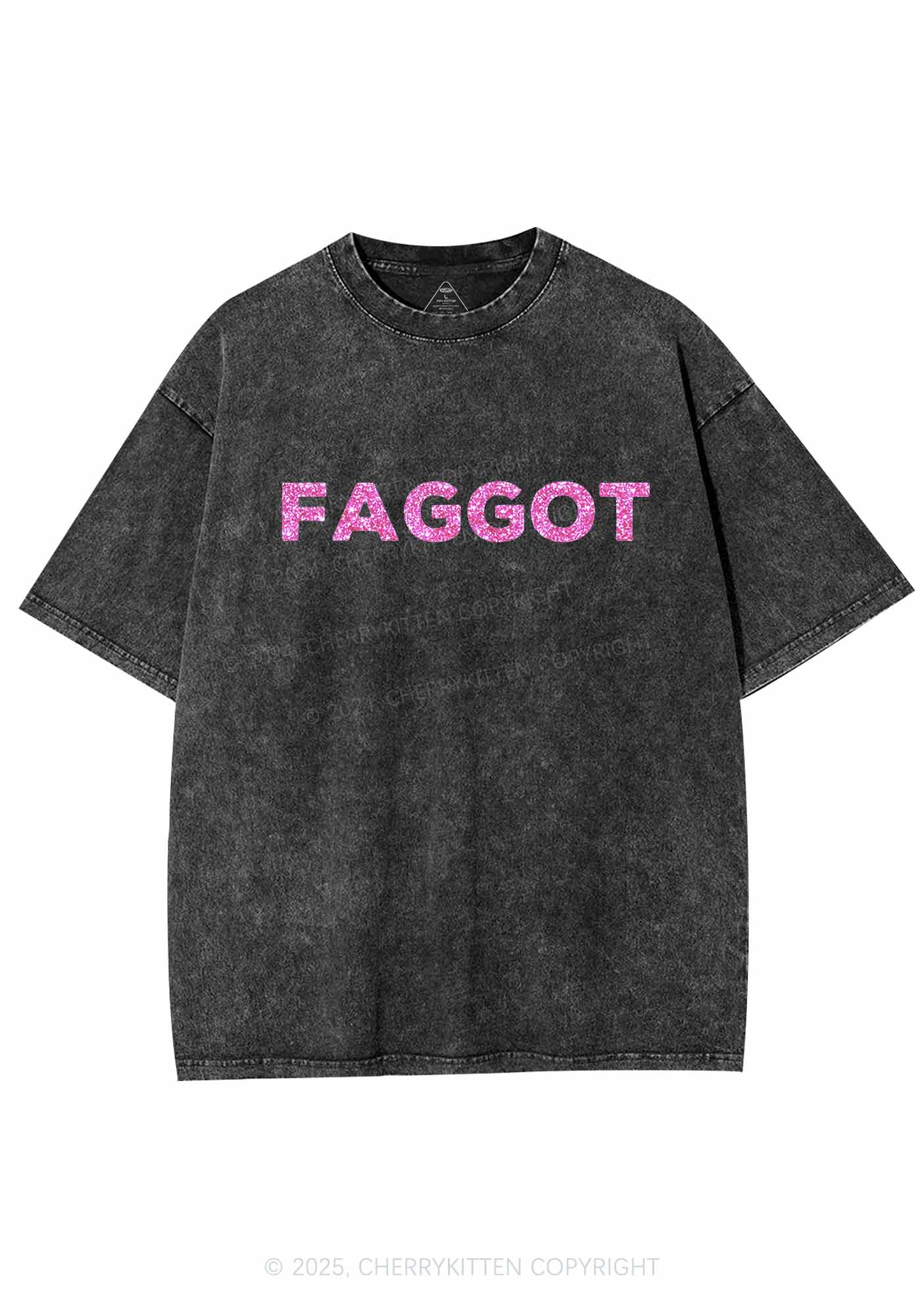 Glitter Faggot Pride Y2K Shirts Washed Tee Cherrykitten - Image 4